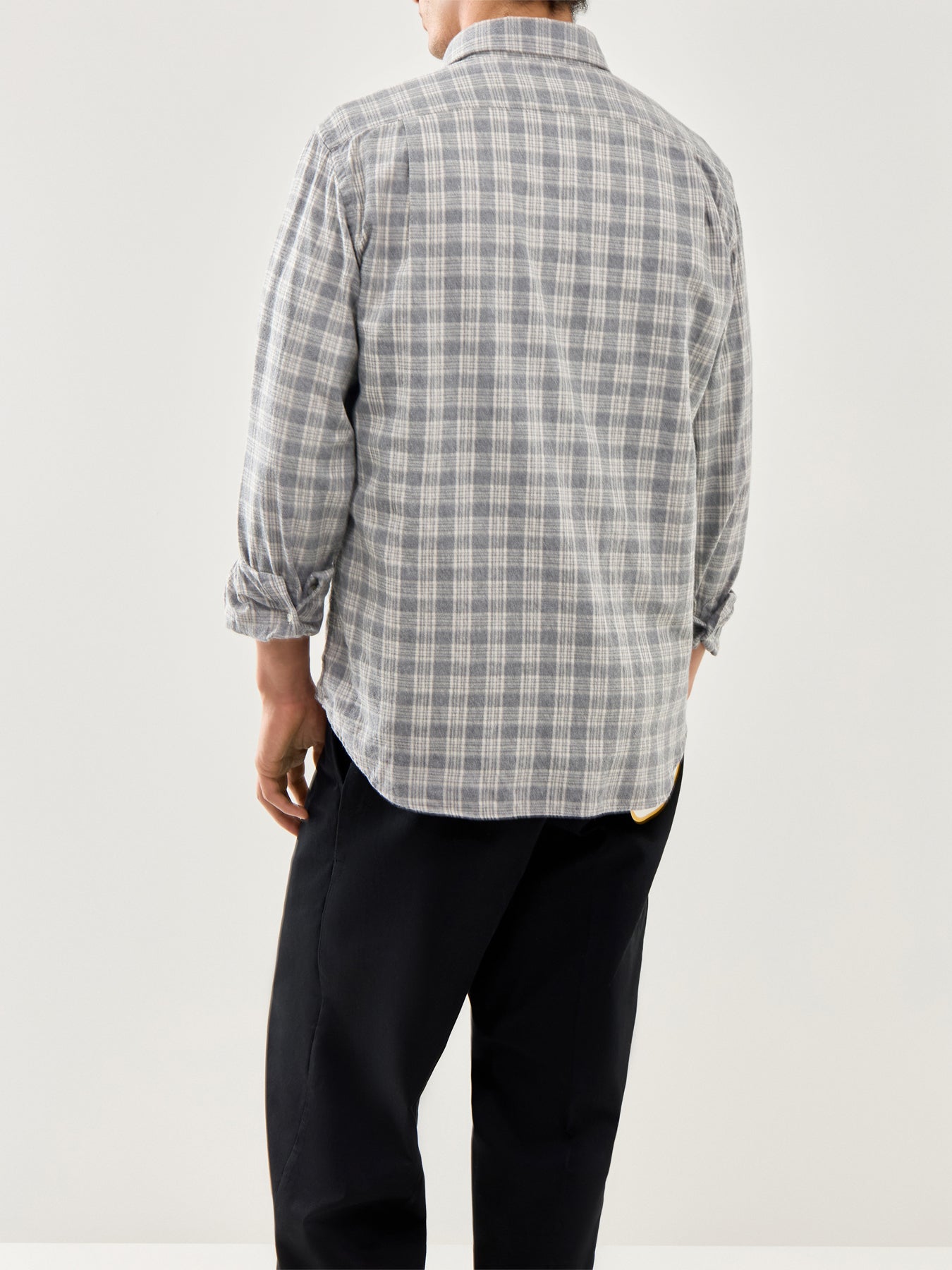 Paul Herringbone Plaid Woven Shirt Grey
