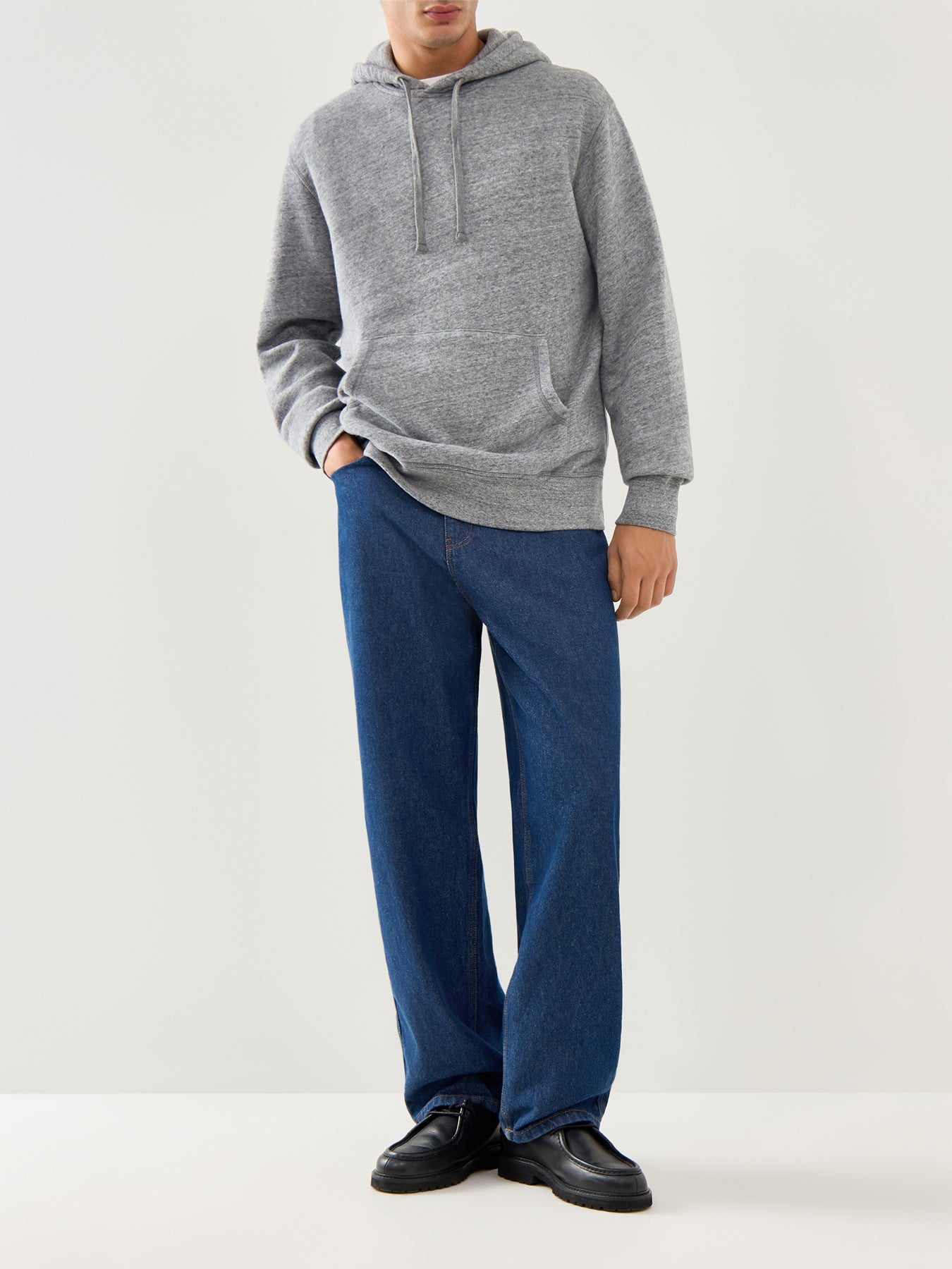 Brushed Fleece Hooded Sweat Heather Grey