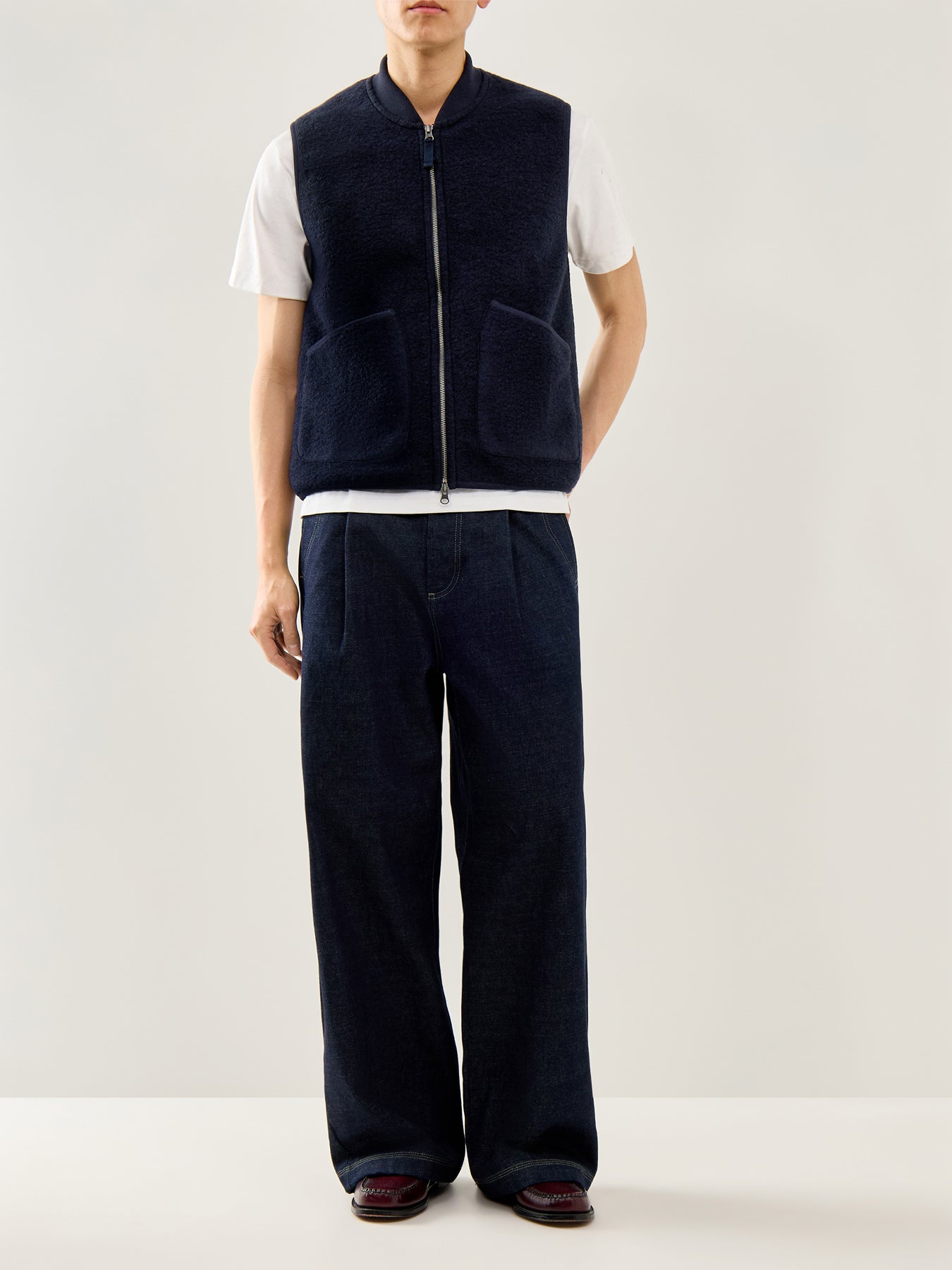 Knitted Boiled Vest Navy