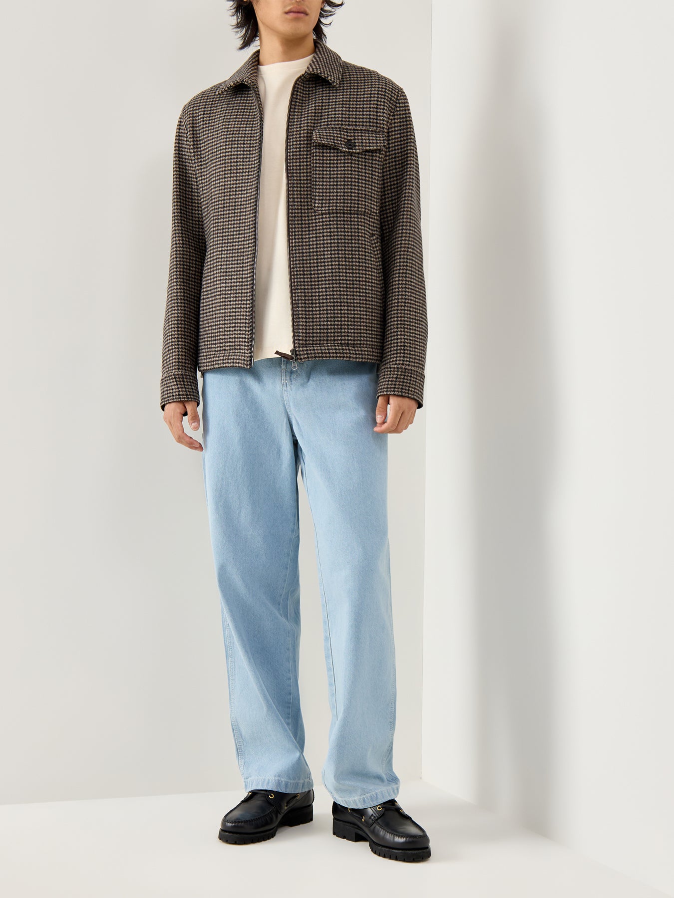 Dandy Herringbone Check Jacket Brown