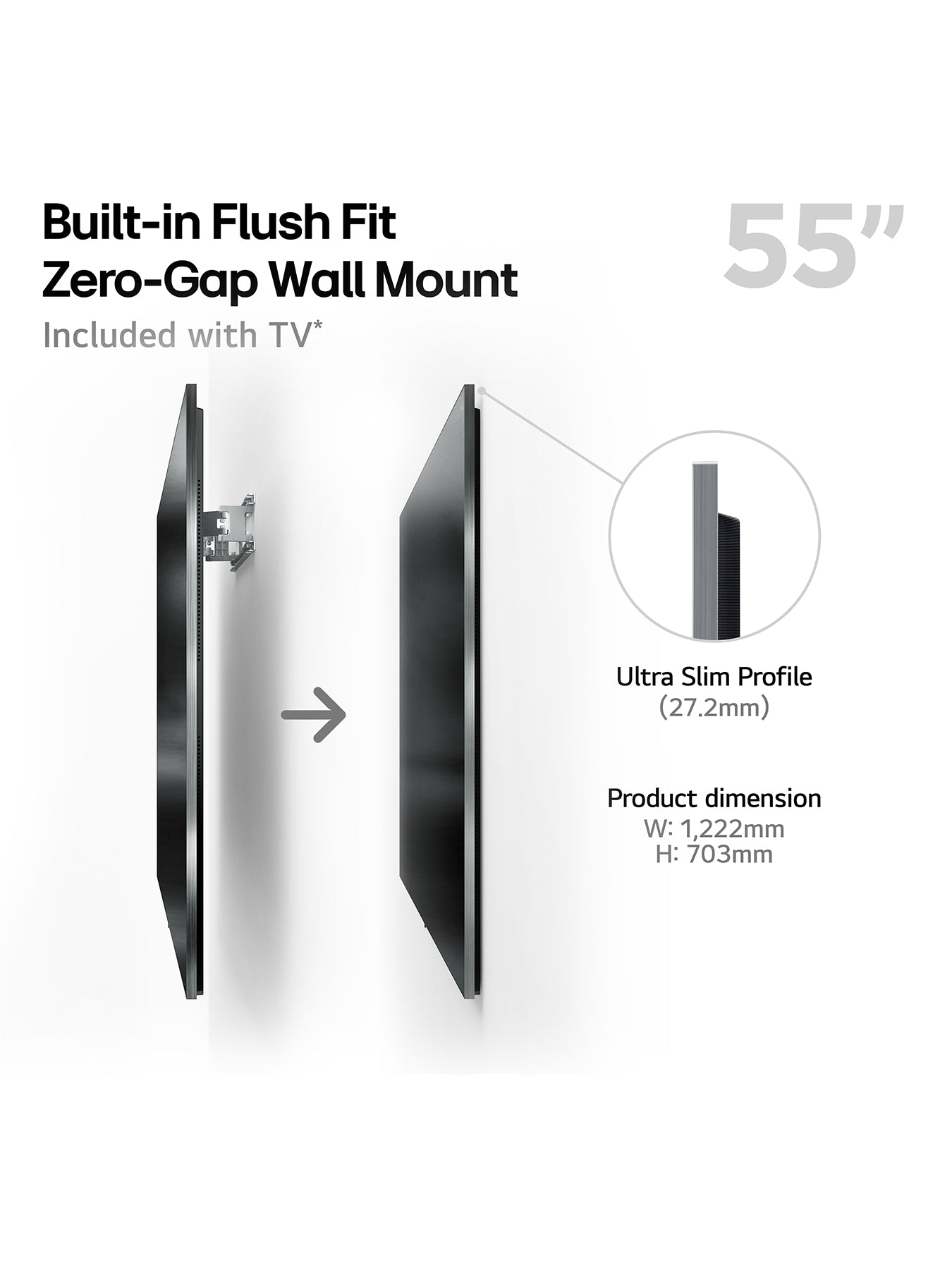 OLED55G54LW 55 Inch OLED Evo AI 4k HDR Ultra Smart TV with Dolby Atmos Wall Mount Version 2025