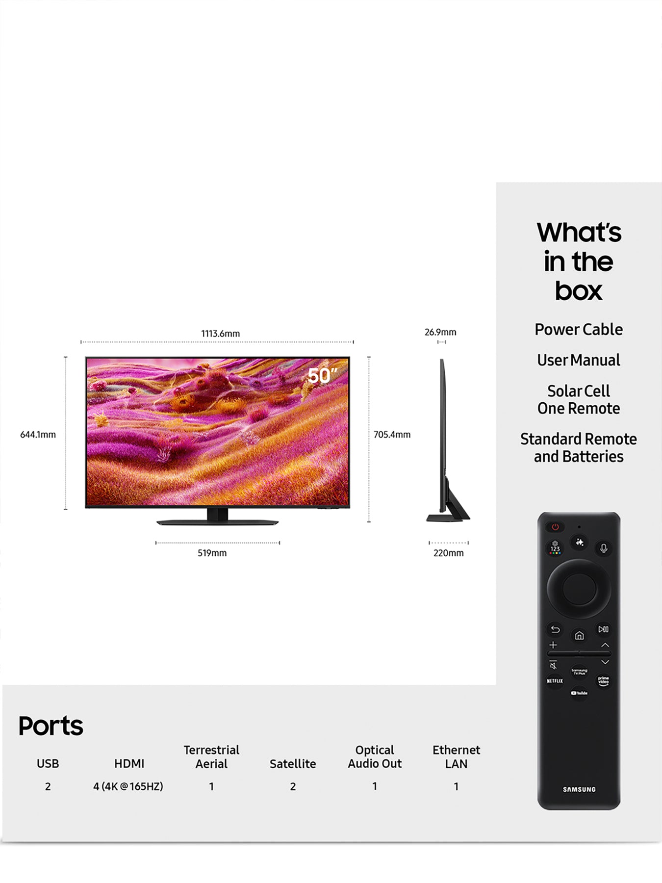 QE50QN93F 50 Inch QN93F Neo QLED Mini LED AI Smart TV Glare Free (2025)