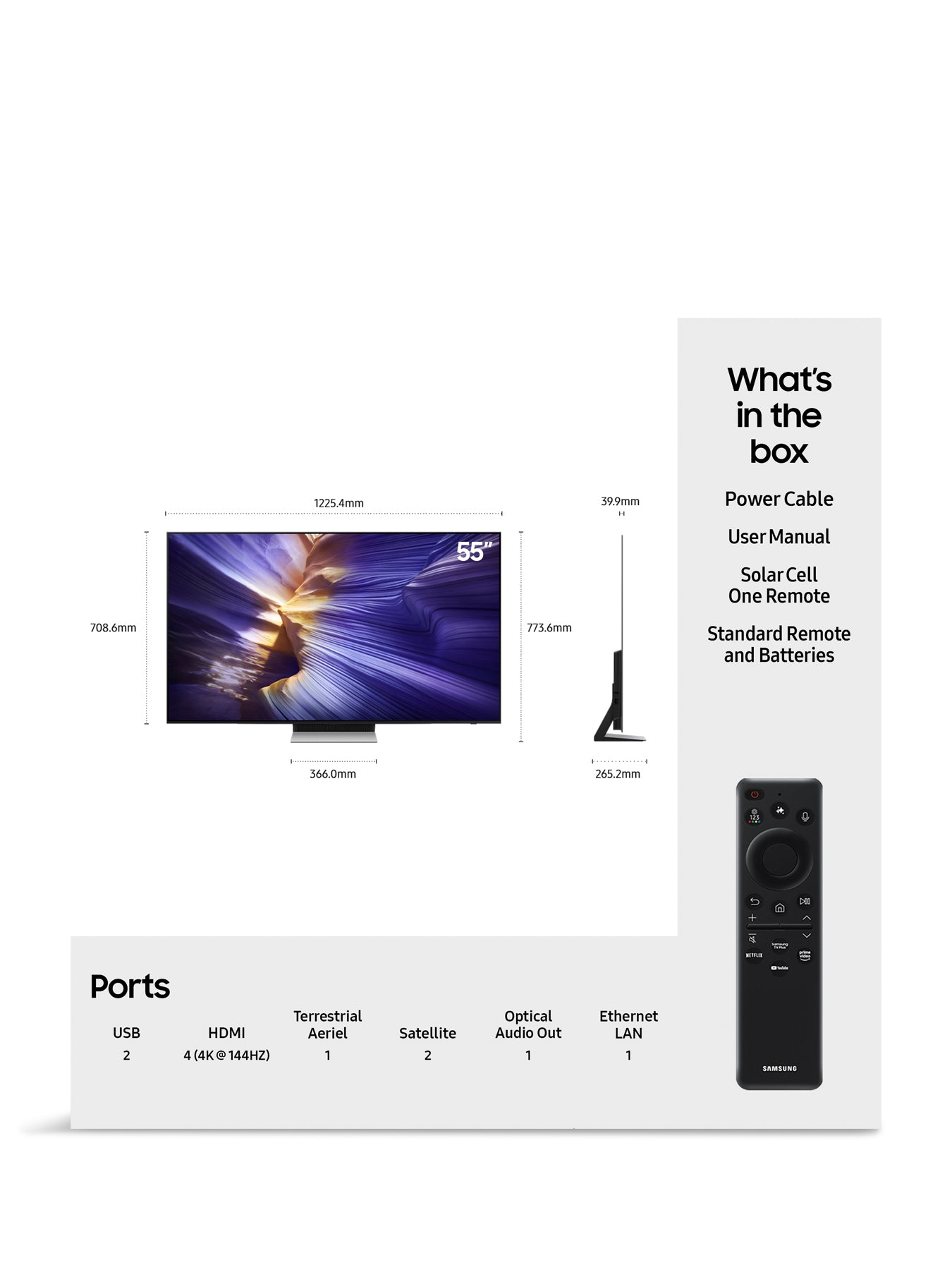 QE55S90F OLED 55 Inch S90F AI Smart TV (2025)