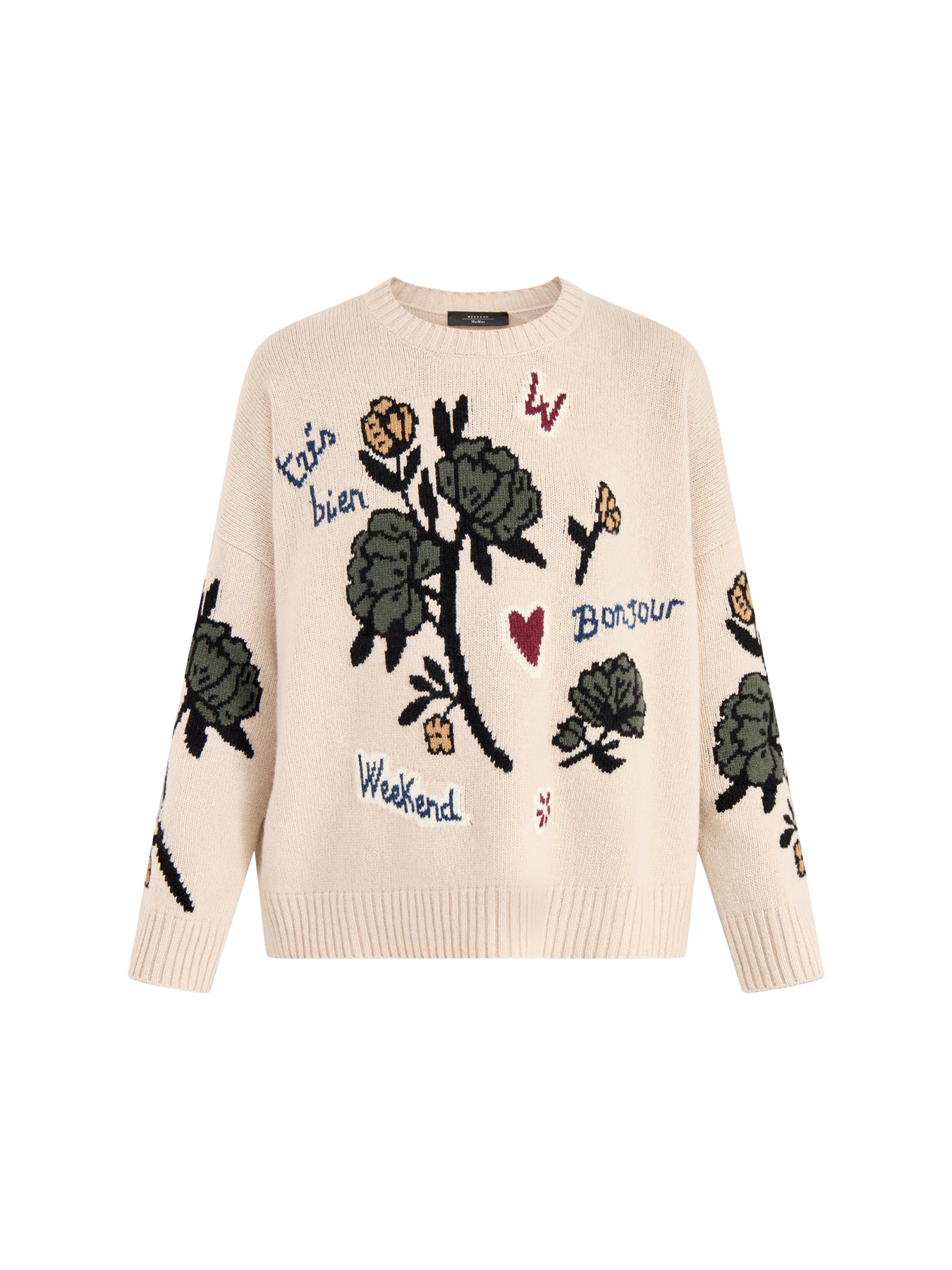 Pavidi Crew Neck Graphic Knitwear Ecru