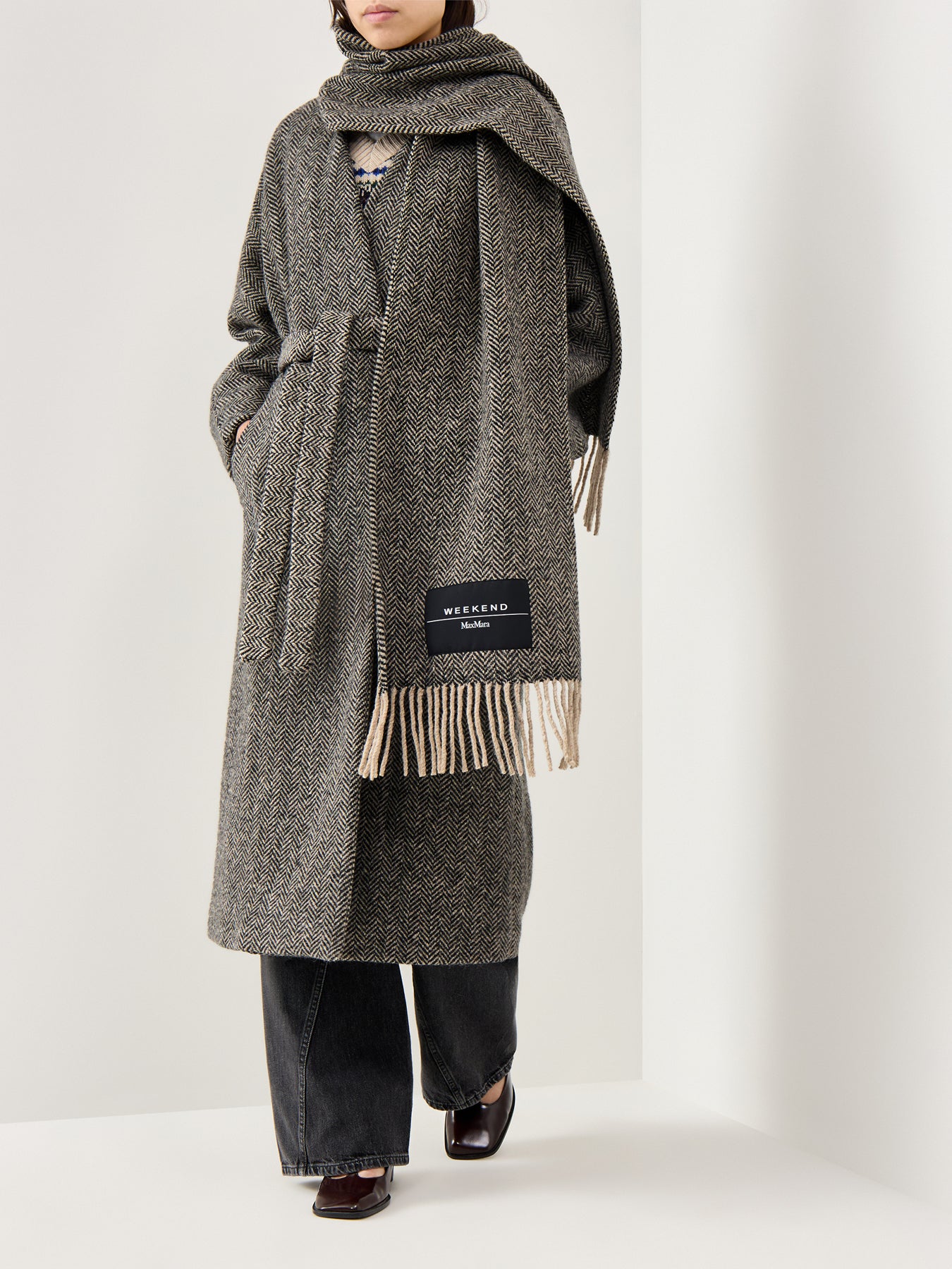 Zenica Coat With Matching Scarf Accessory Black