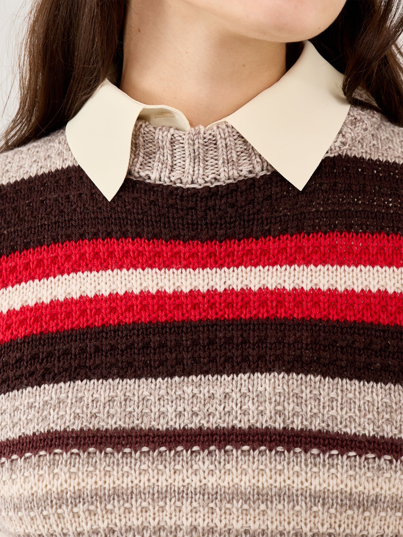 Ilde Stripe Crew Neck Knit Red