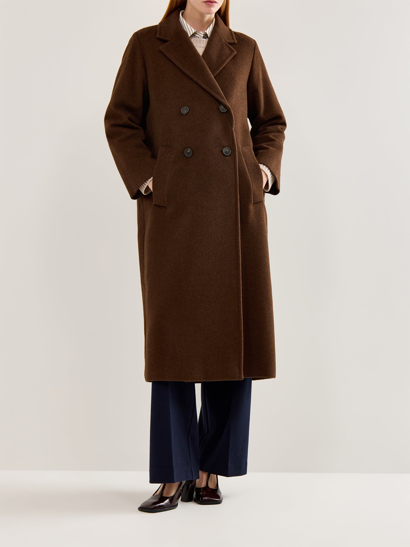 Zufolo Double Breasted Coat Chocolate