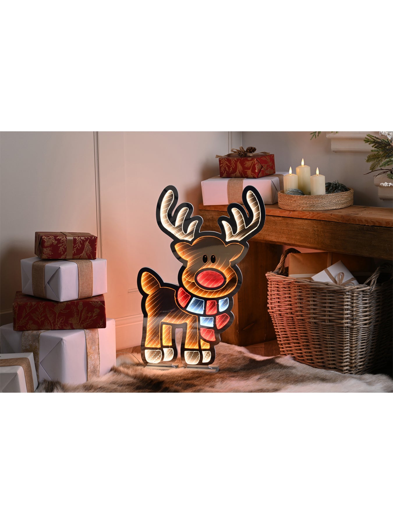 Reindeer LED Sign on Stand 60cm
