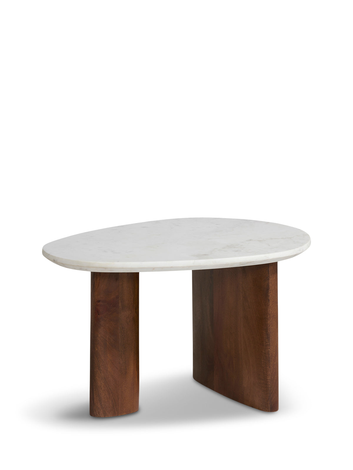 Libra Dark Brown Mango Wood Coffee Table with White Marble Top