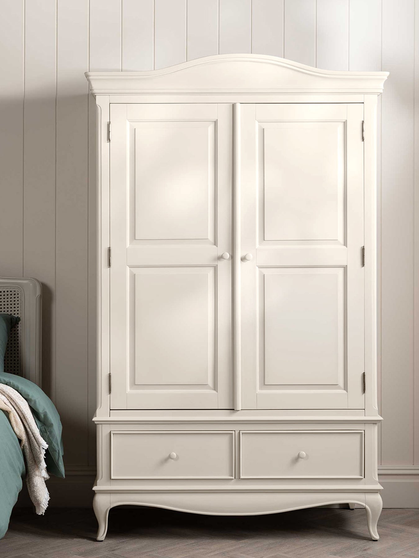 Calista Off White Wooden Double Wardrobe