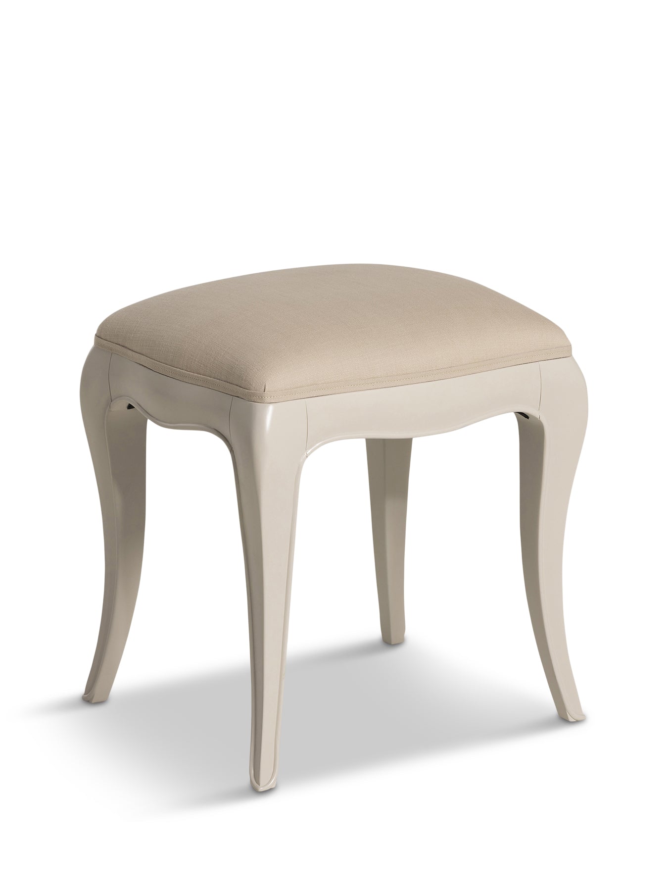 Calista Off White Wooden Stool with Fabric Seat