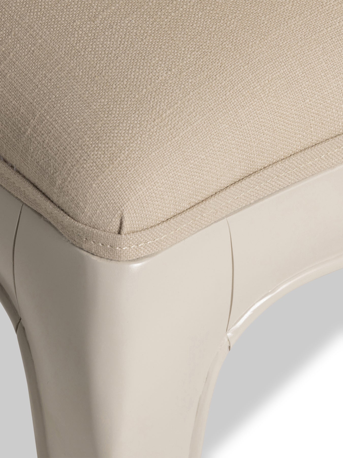 Calista Off White Wooden Stool with Fabric Seat
