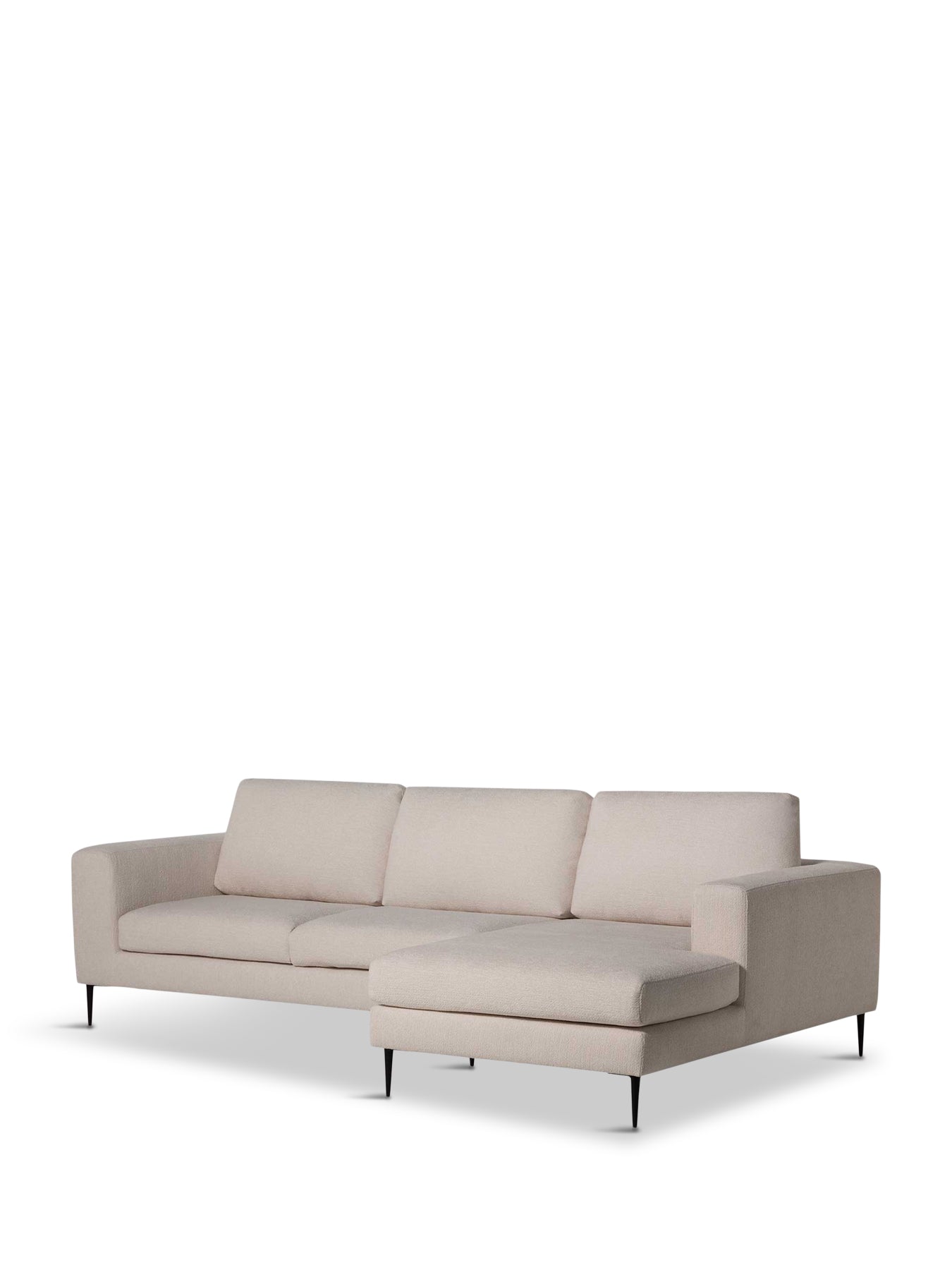 Sienna Boucle Fabric Right Hand Chaise Sofa With Steel Legs