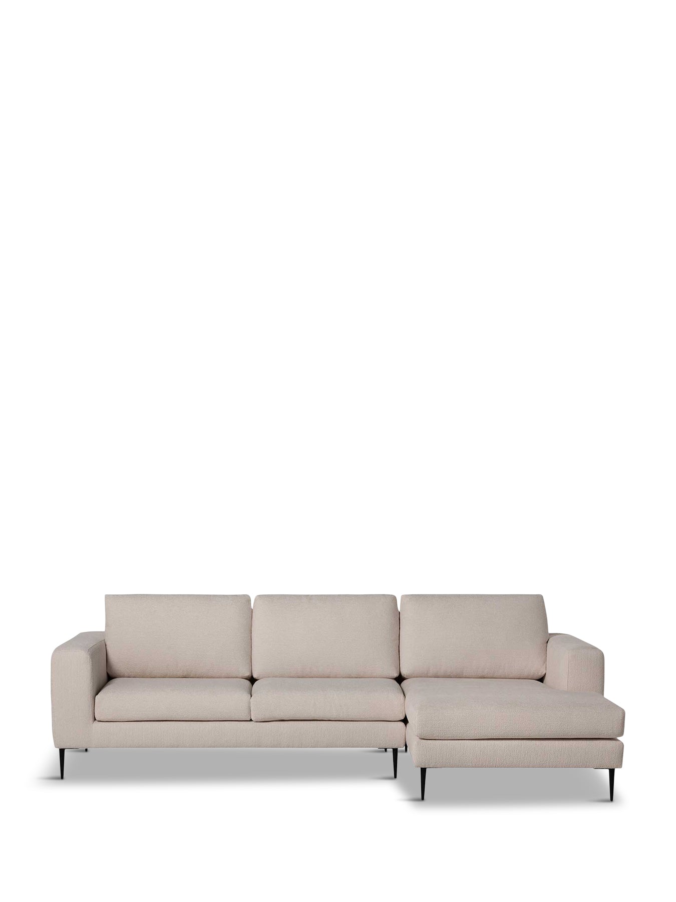 Sienna Boucle Fabric Right Hand Chaise Sofa With Steel Legs