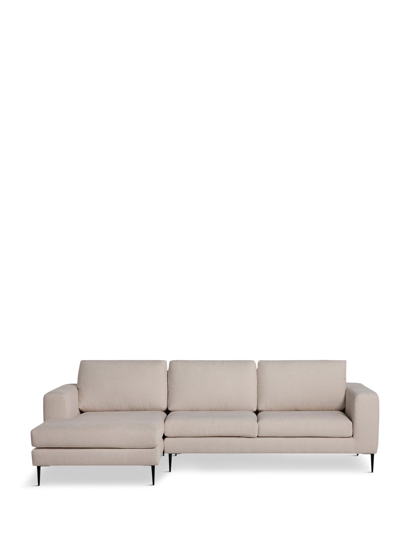 Sienna Boucle Fabric Left Hand Chaise Sofa With Steel Legs