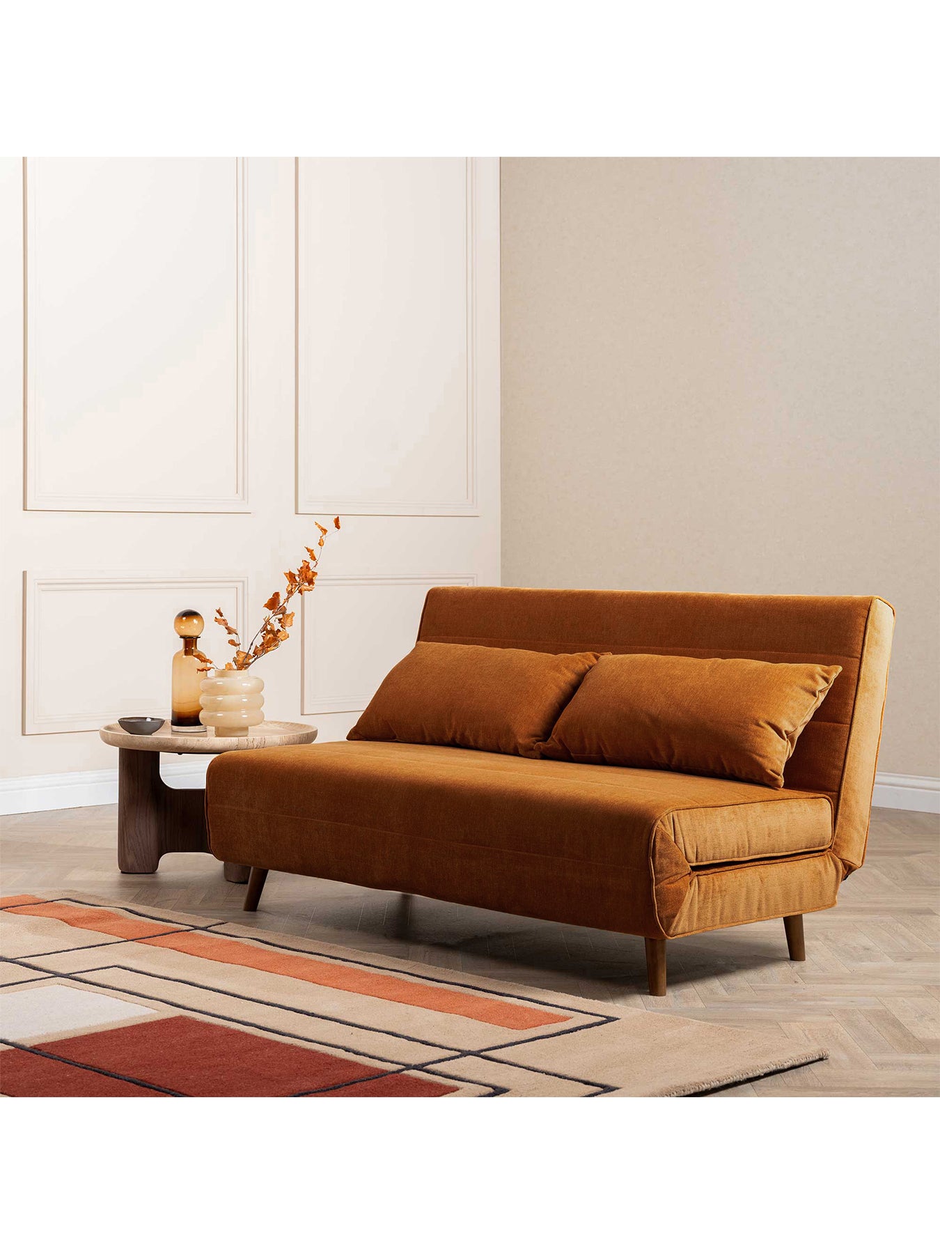 Efren Orange Fabric Sofa Bed