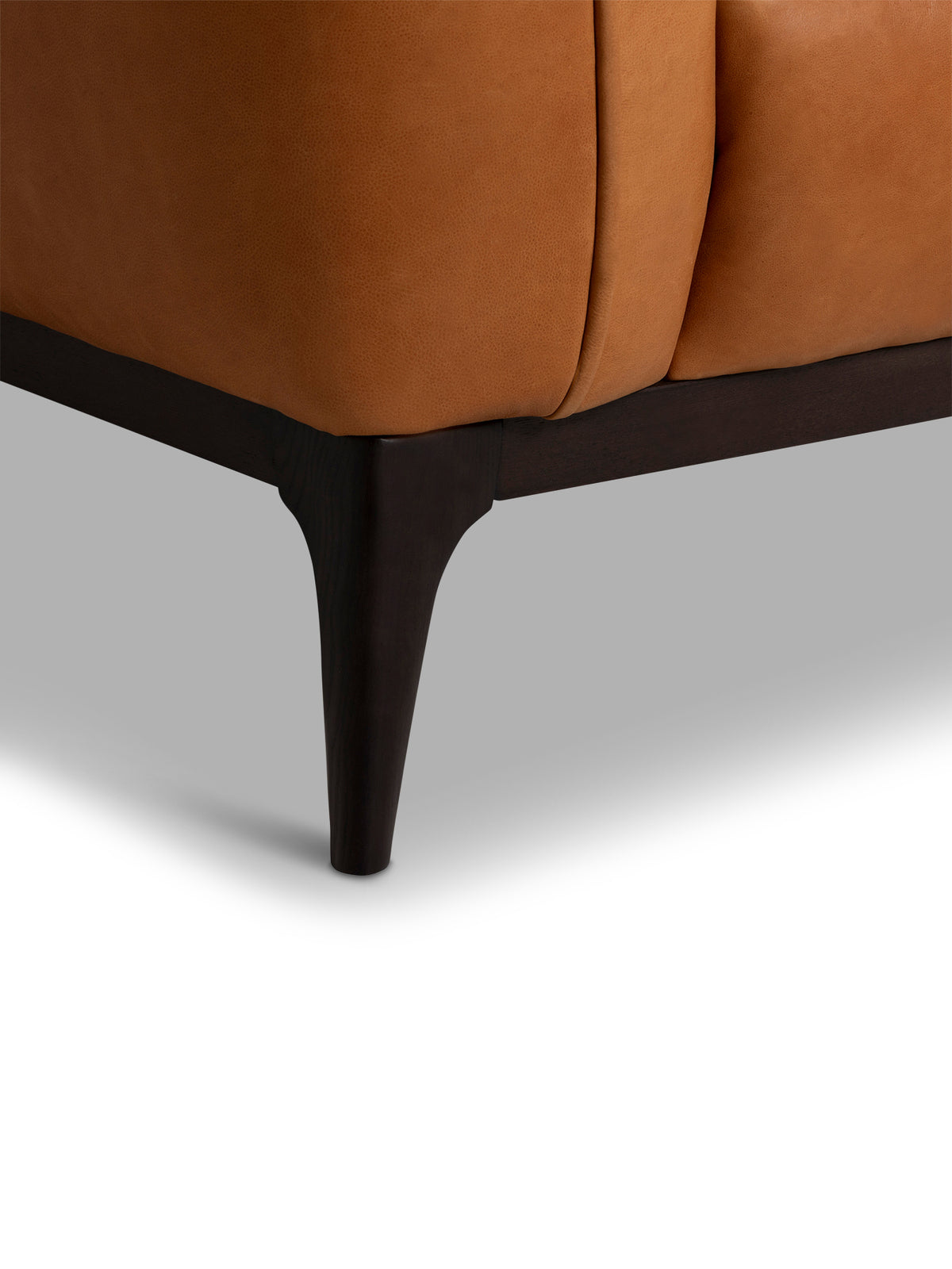 Angus Brown Leather 2 Seater Sofa with Wood Legs