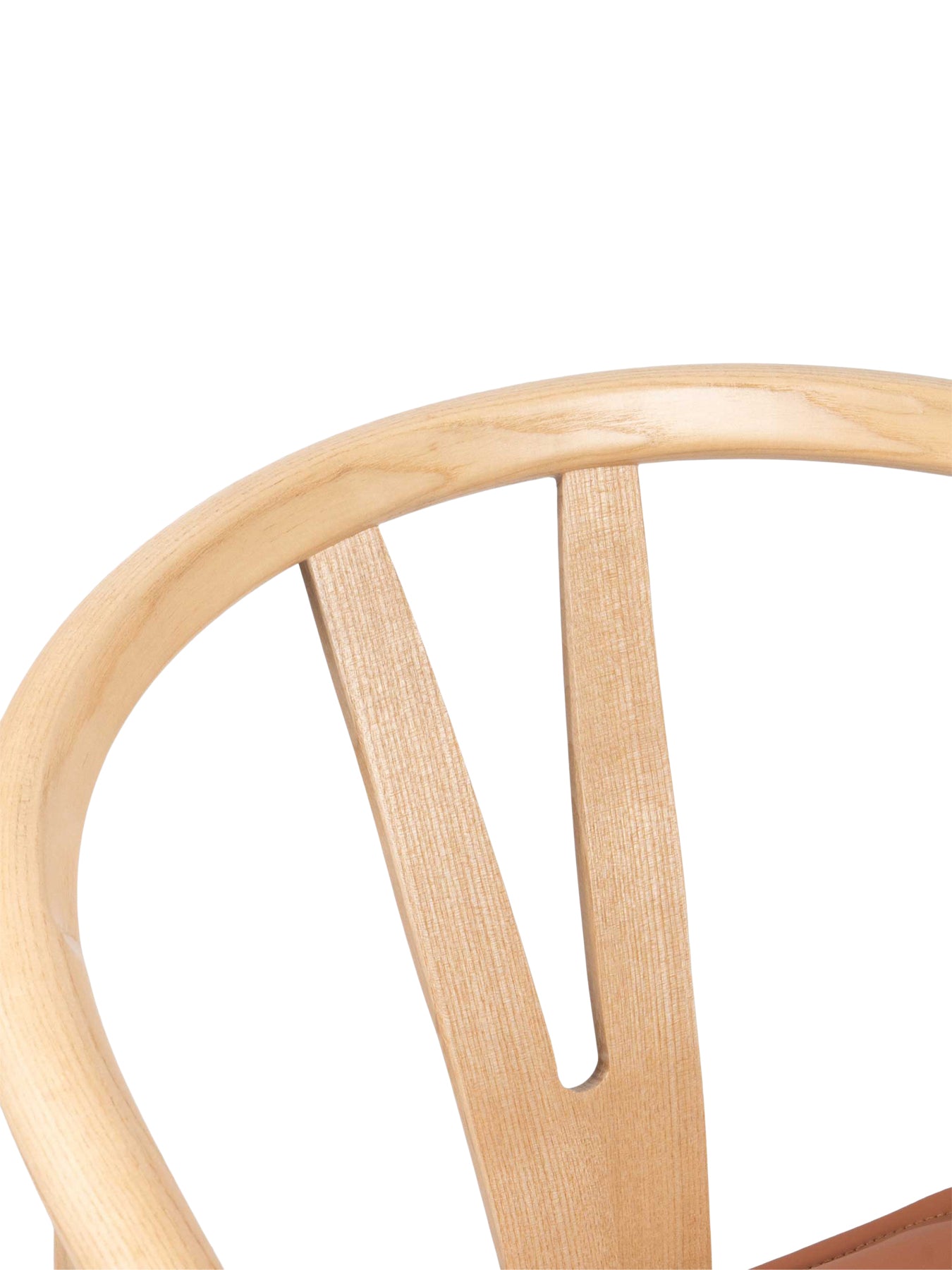 Thoren Ash Wood Open Back Dining Chair with Brown Faux Leather Seat