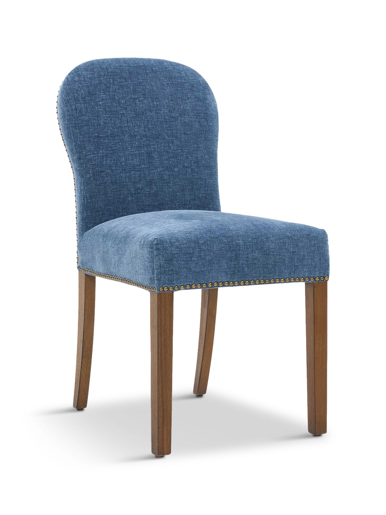 Gable Blue Fabric Dining Chair with Dark Legs