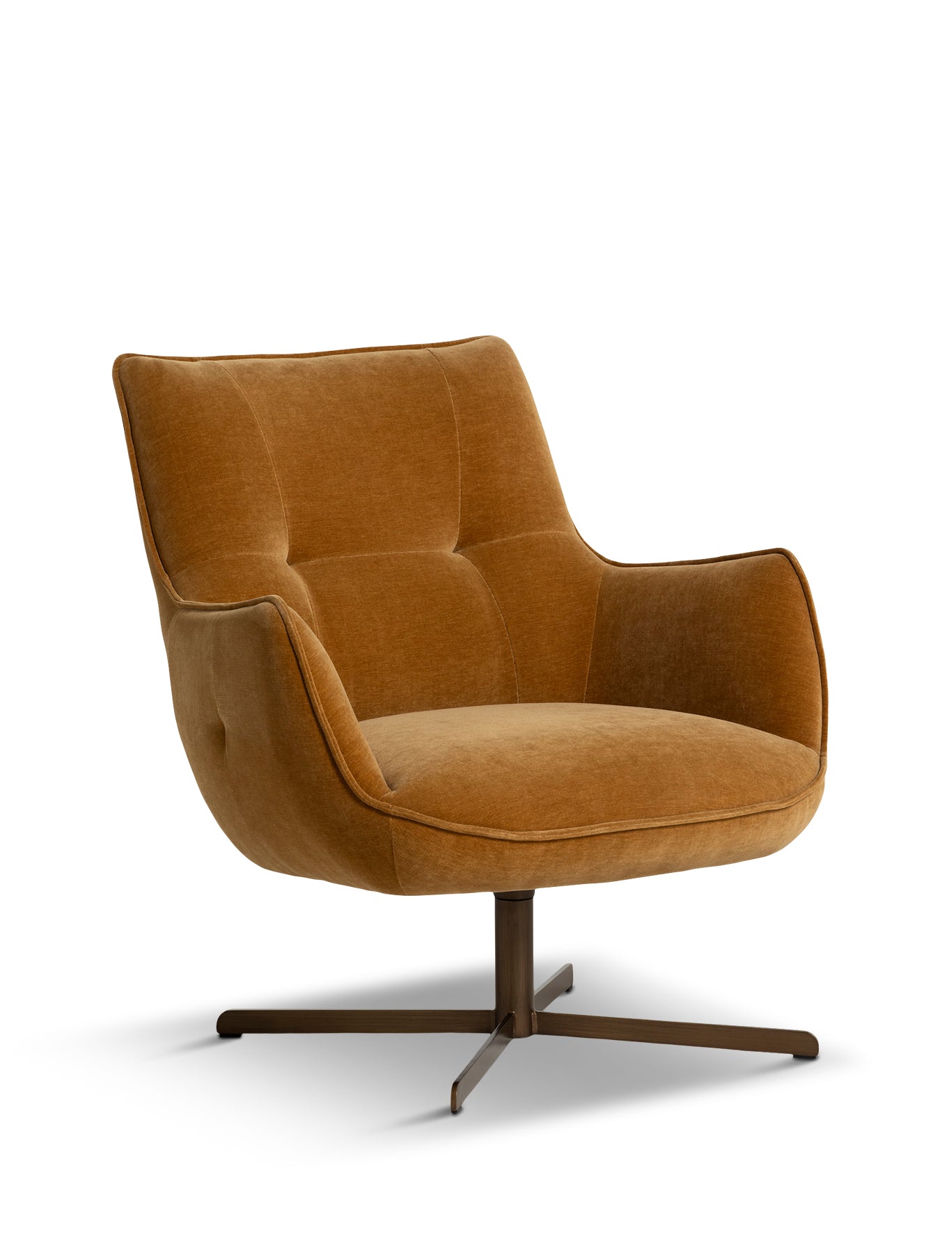 Milne Light Brown Fabric Swivel Armchair
