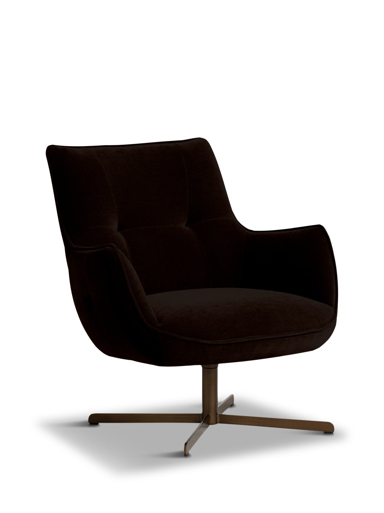Milne Dark Brown Fabric Swivel Armchair