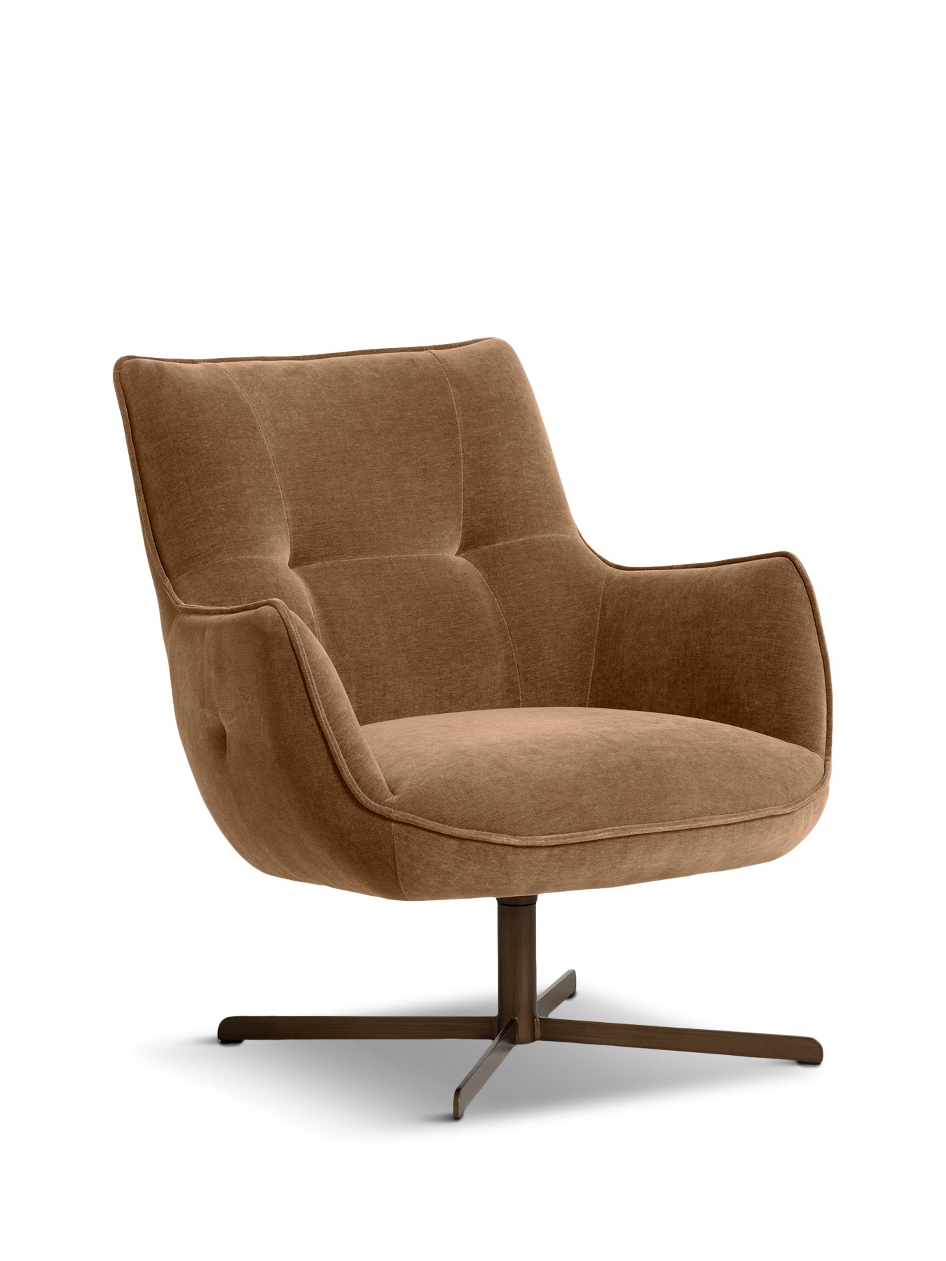 Milne Rustic Light Brown Velvet Swivel Armchair