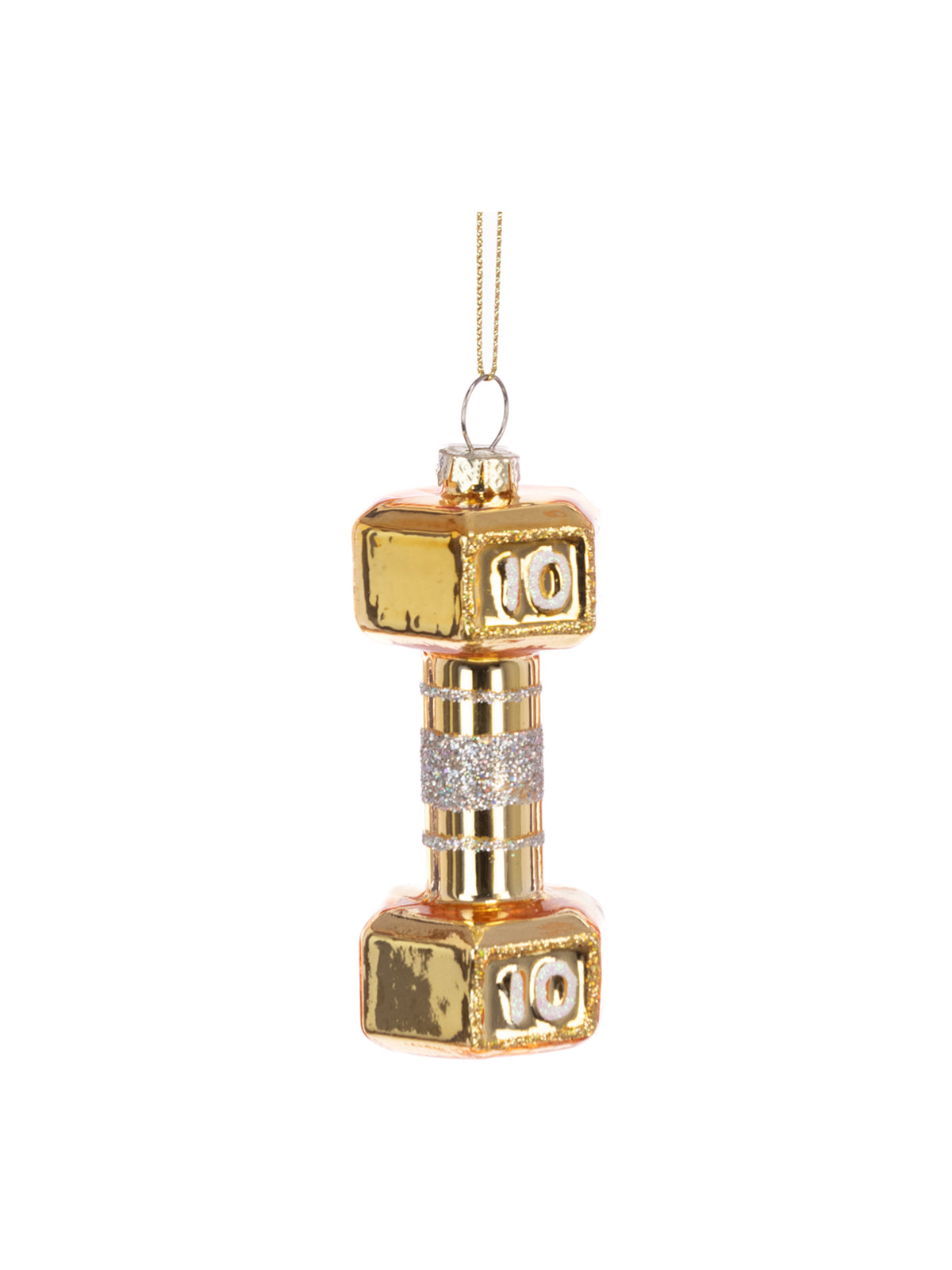 Glass Dumbbell Hanging Decoration 9cm - Gold