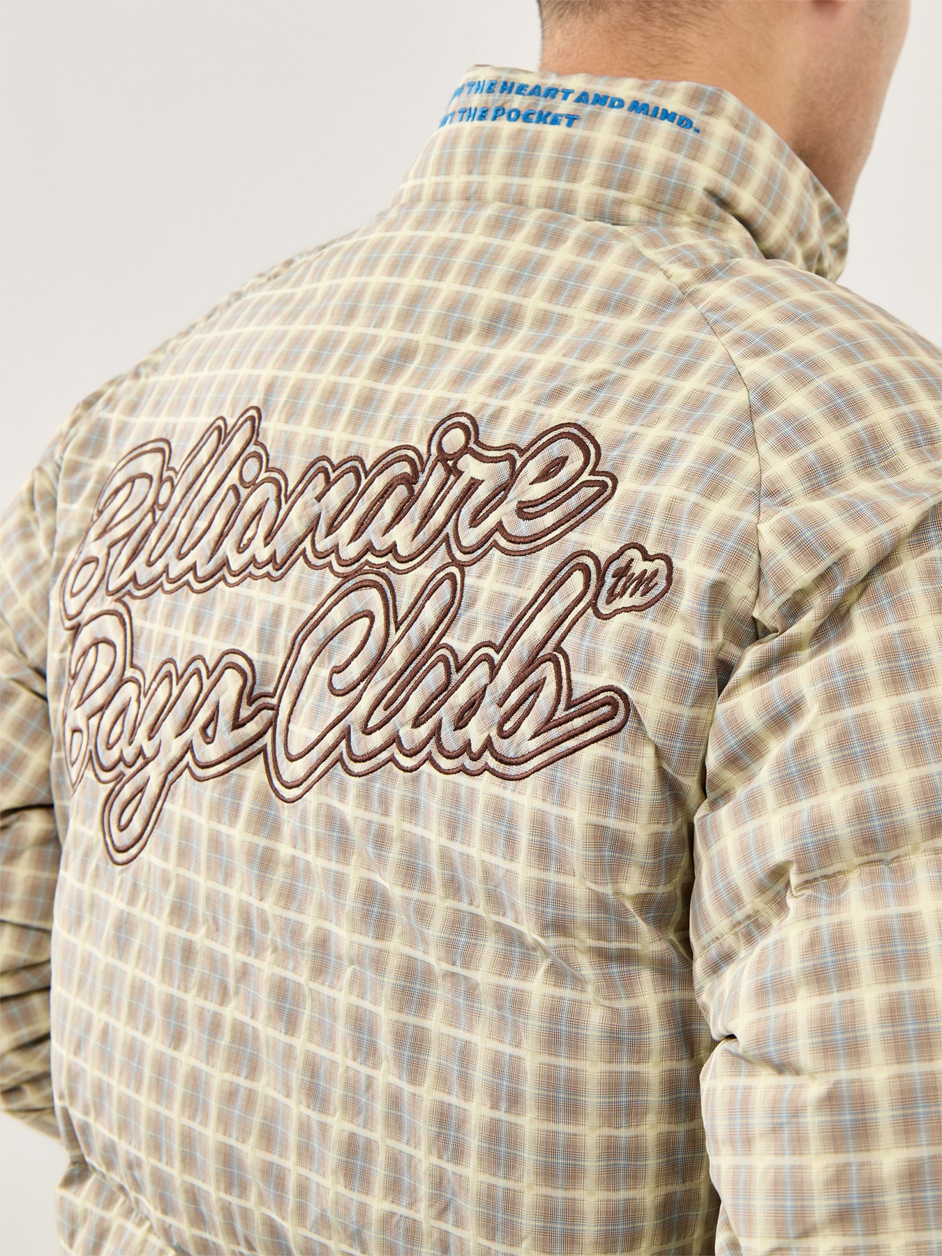 Script Nylon Check Puffer Jacket Brown Check