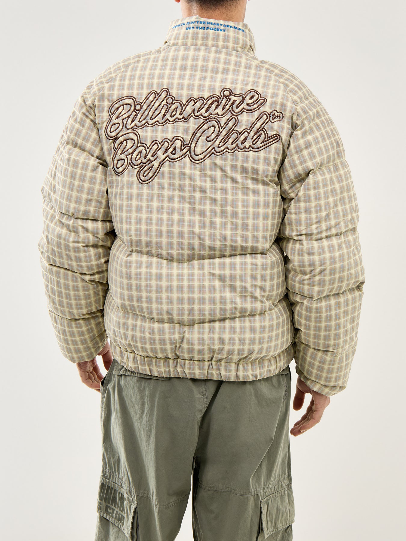 Script Nylon Check Puffer Jacket Brown Check