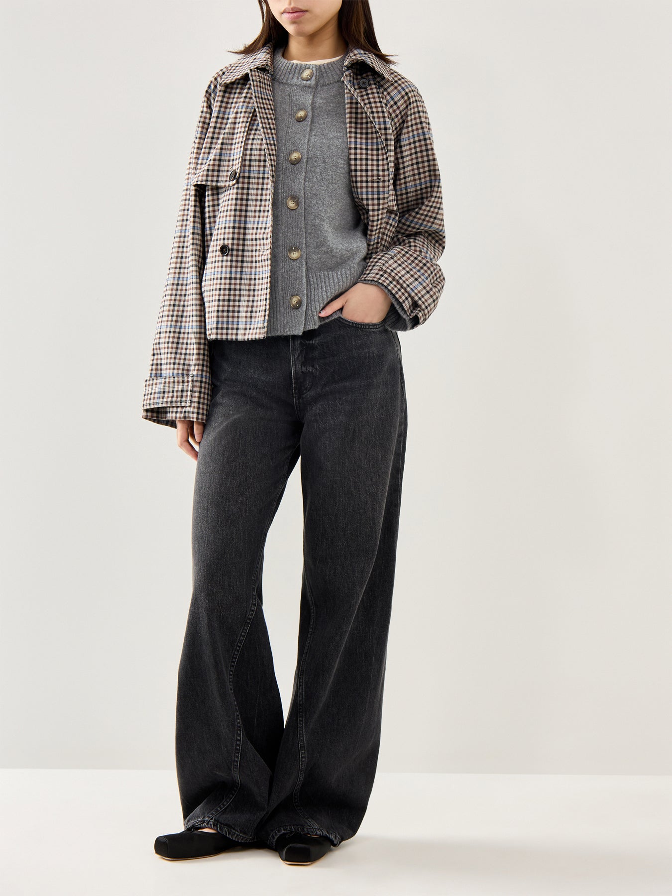 Cille Ls Knit O-Neck Cardigan Medium Grey Melange