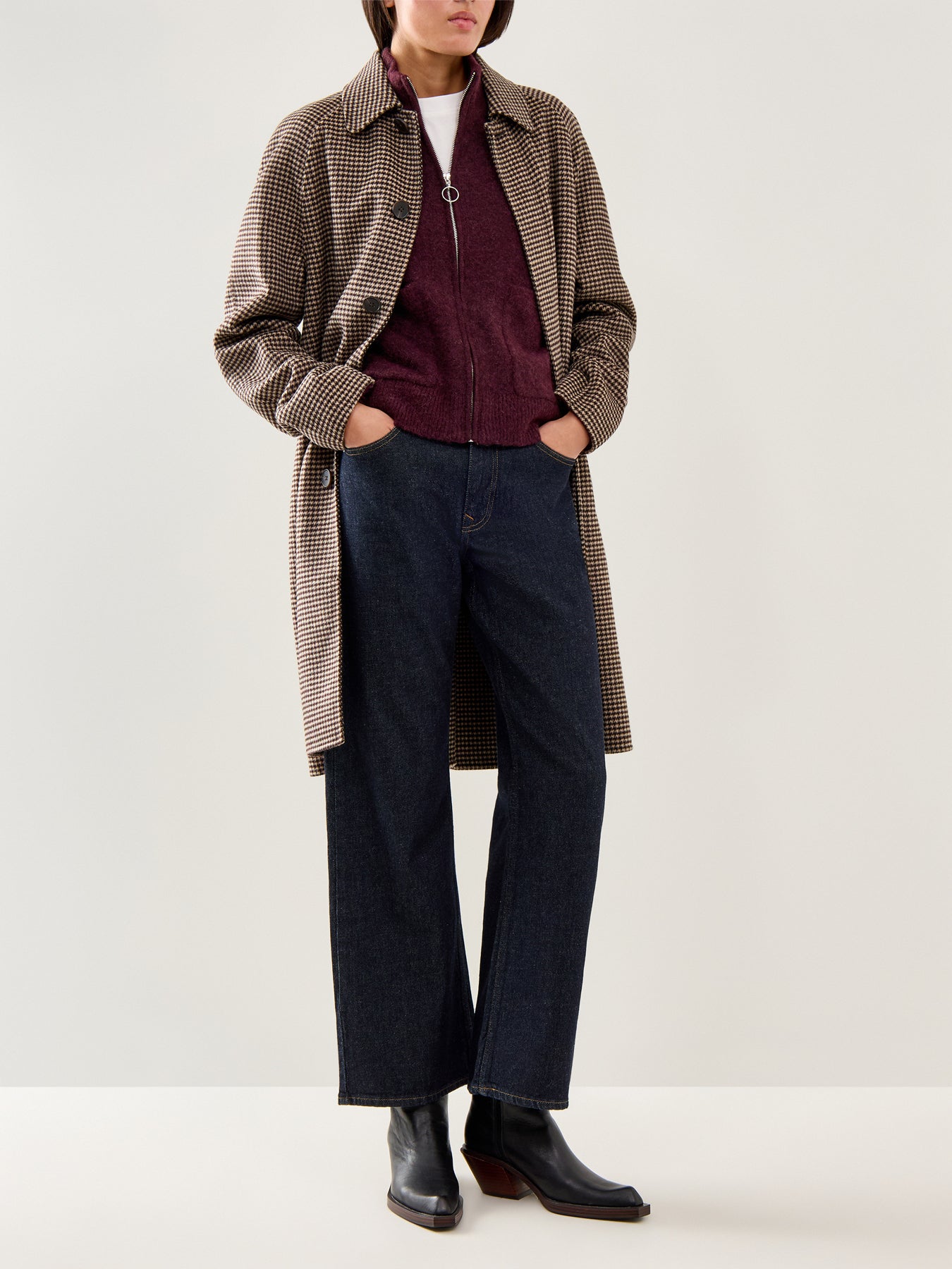 Sia Knit Zipper Cardigan Fig Melange