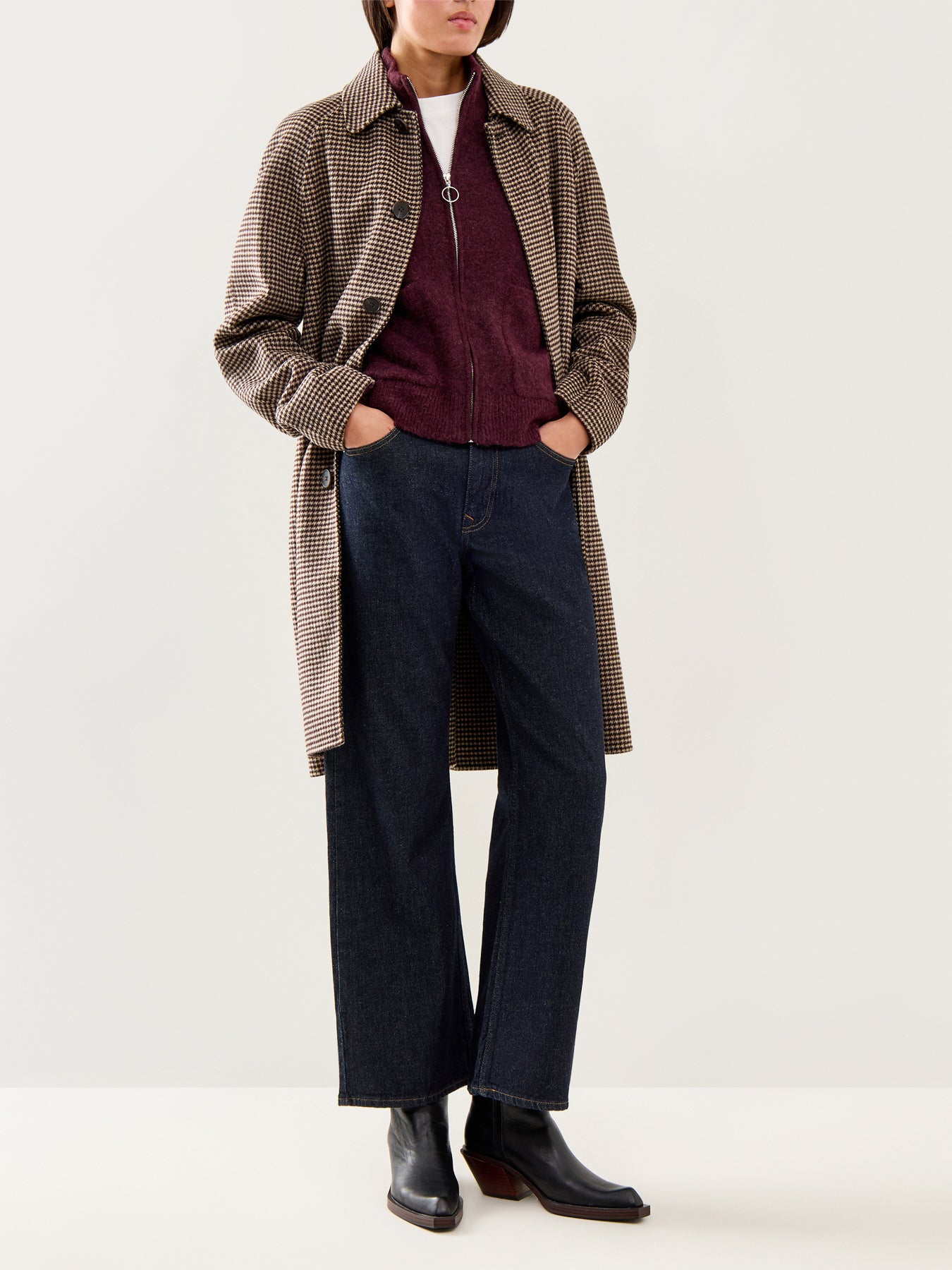 Sia Knit Zipper Cardigan Fig Melange