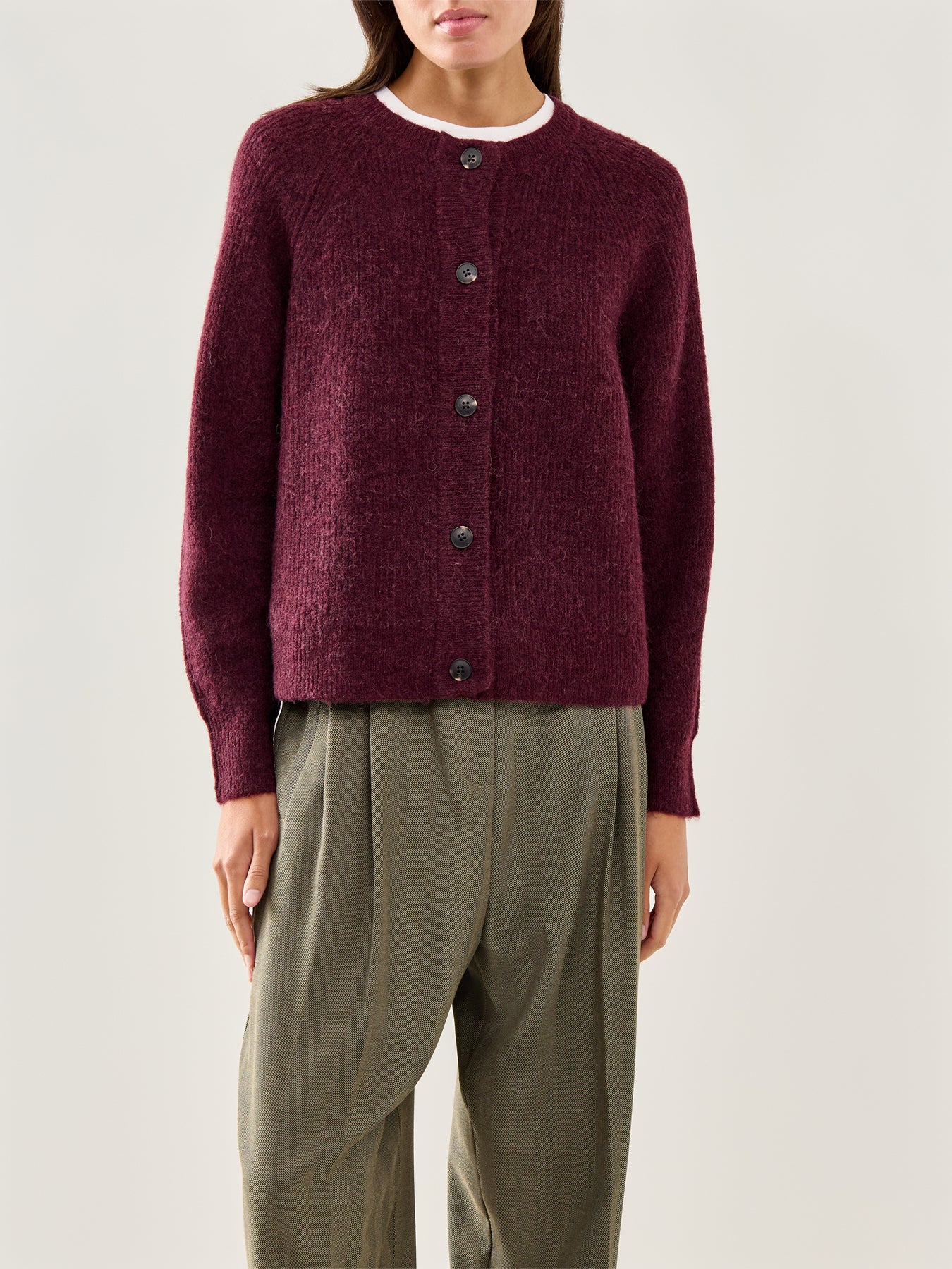 Lulu Knit Cardigan Fig Melange