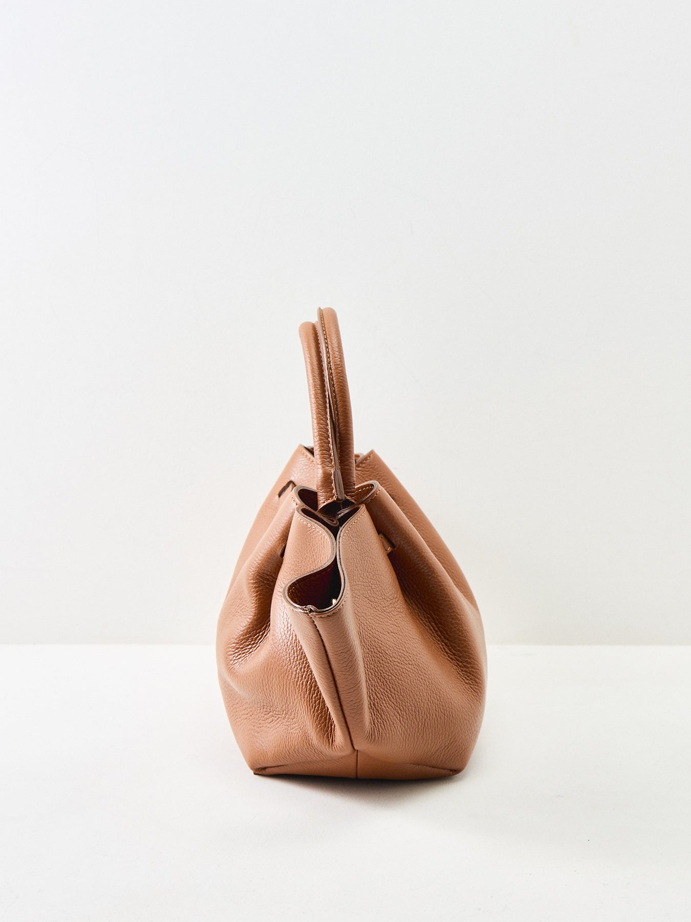 Feny Leather Top Handle Tote Bag Tan