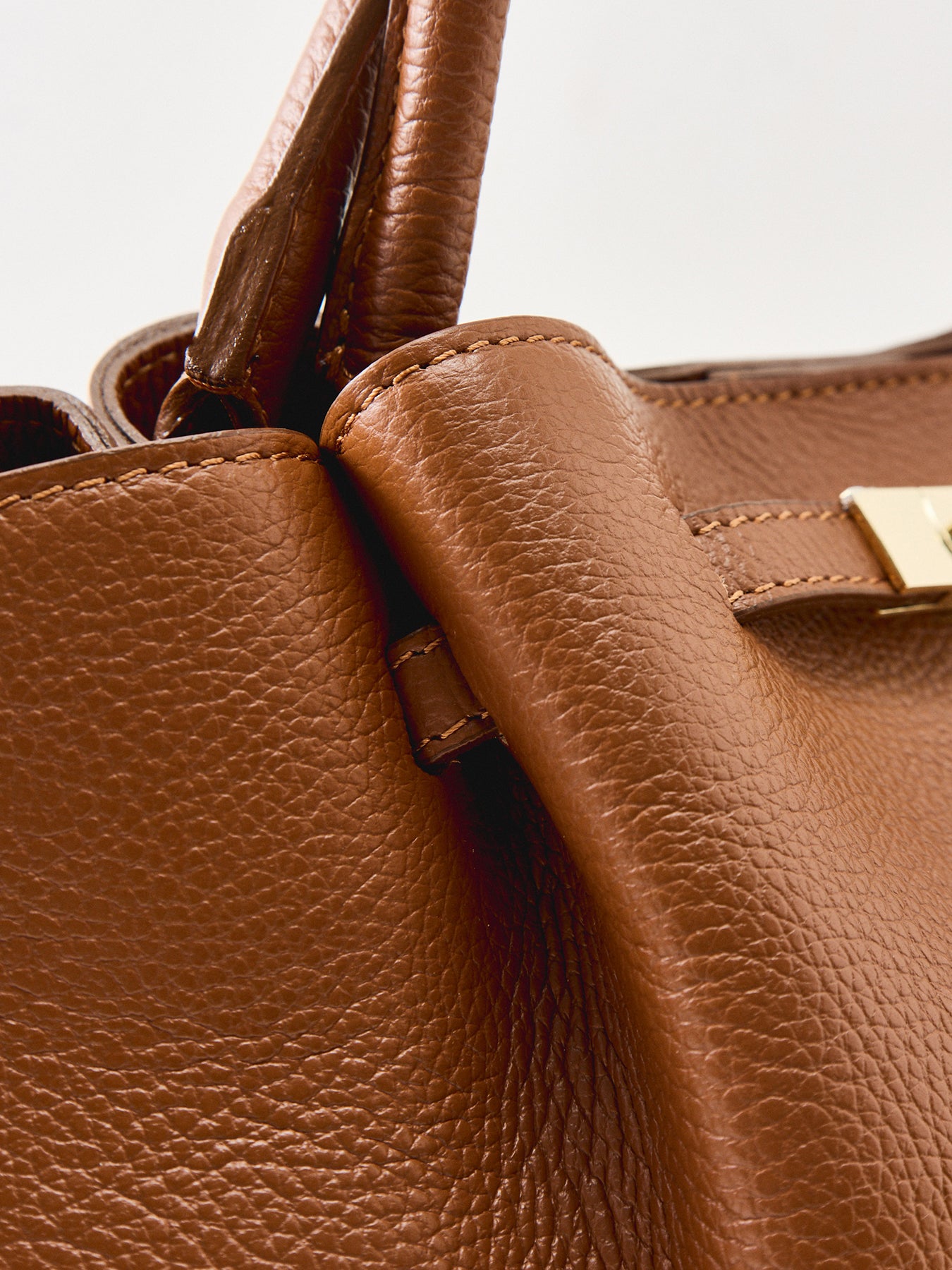 Feny Leather Top Handle Tote Bag Tan
