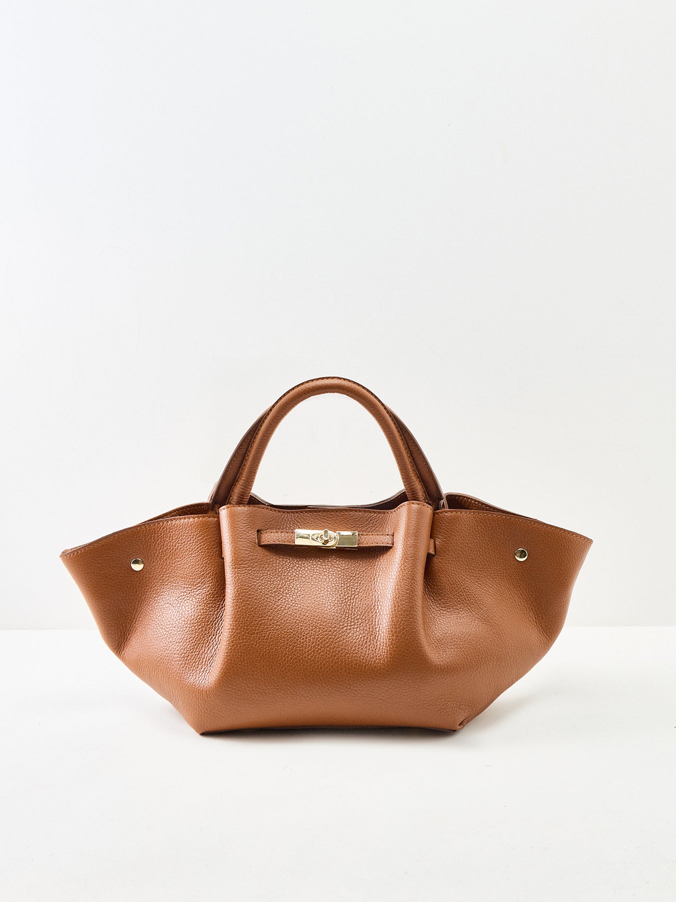 Feny Leather Top Handle Tote Bag Tan