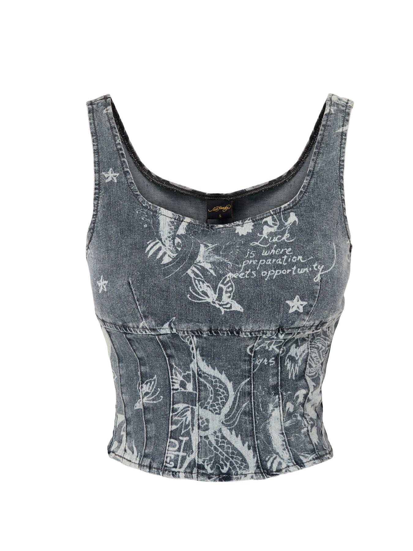 Love Print Corset Top Blue