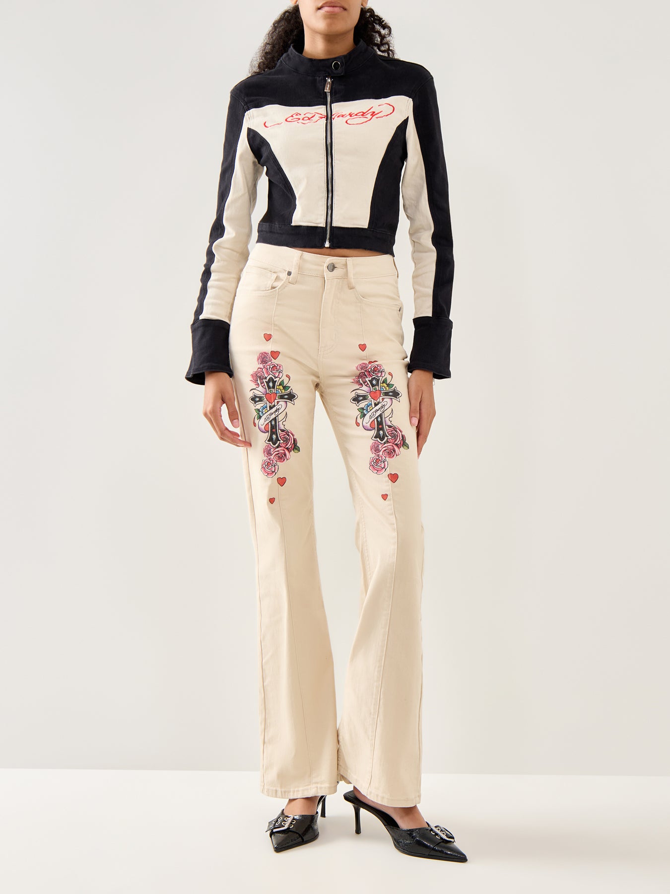 Ed Hardy Fitted Denim Jacket Black