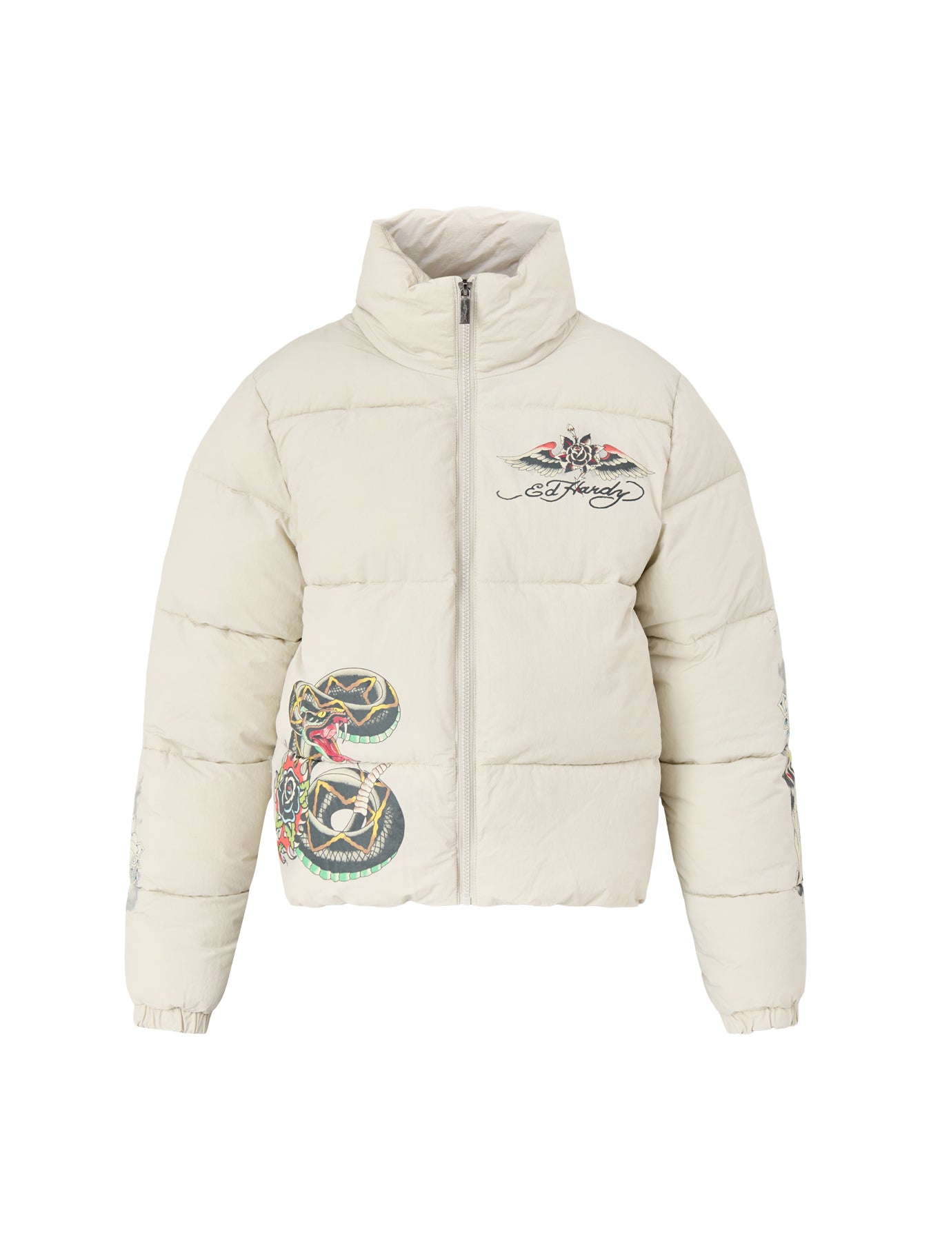 Tattoo Puffer Coat Beige