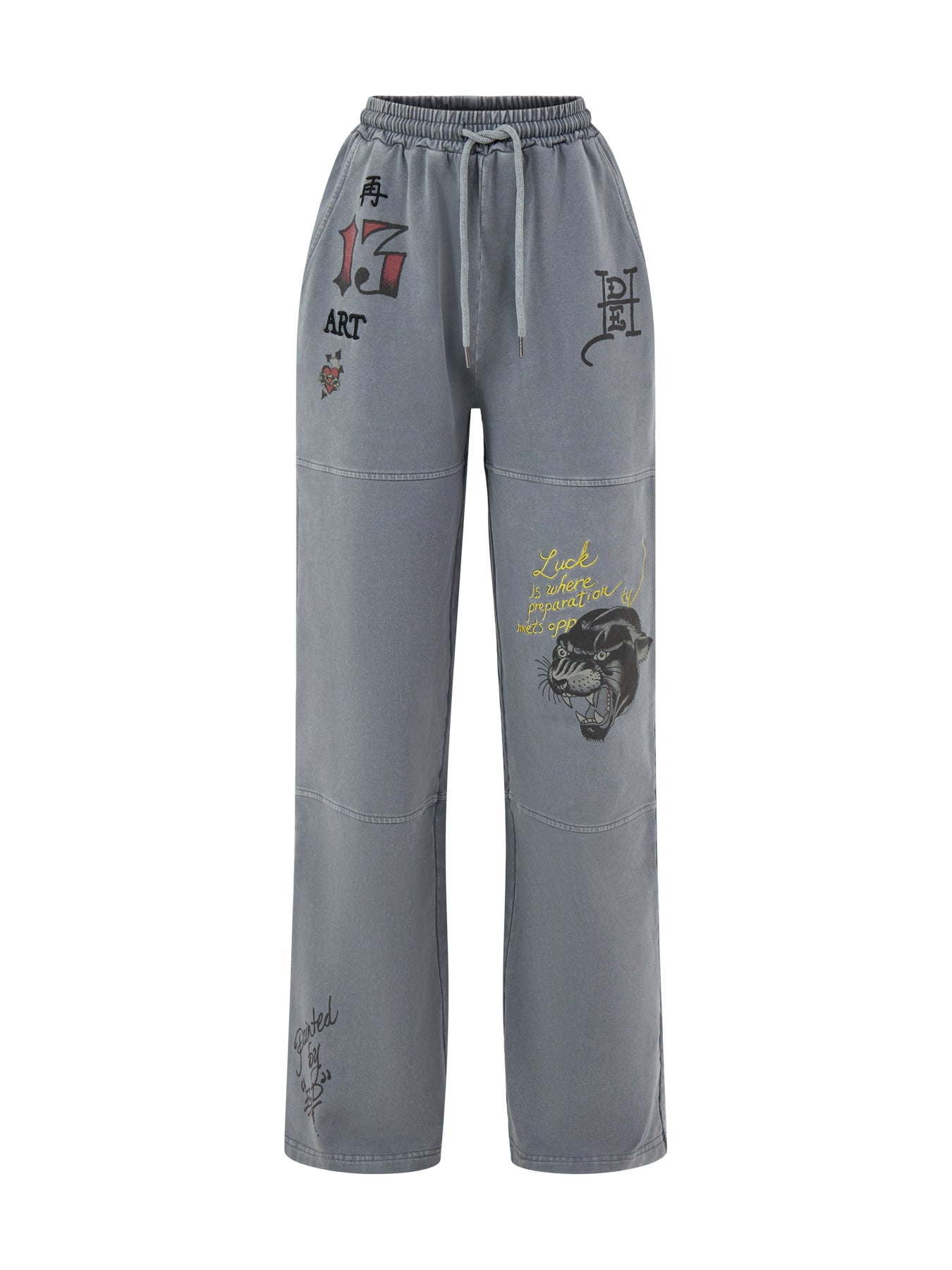 Attoo Collage Seam Detail Wide Leg Joggers Charcoal Charcoal