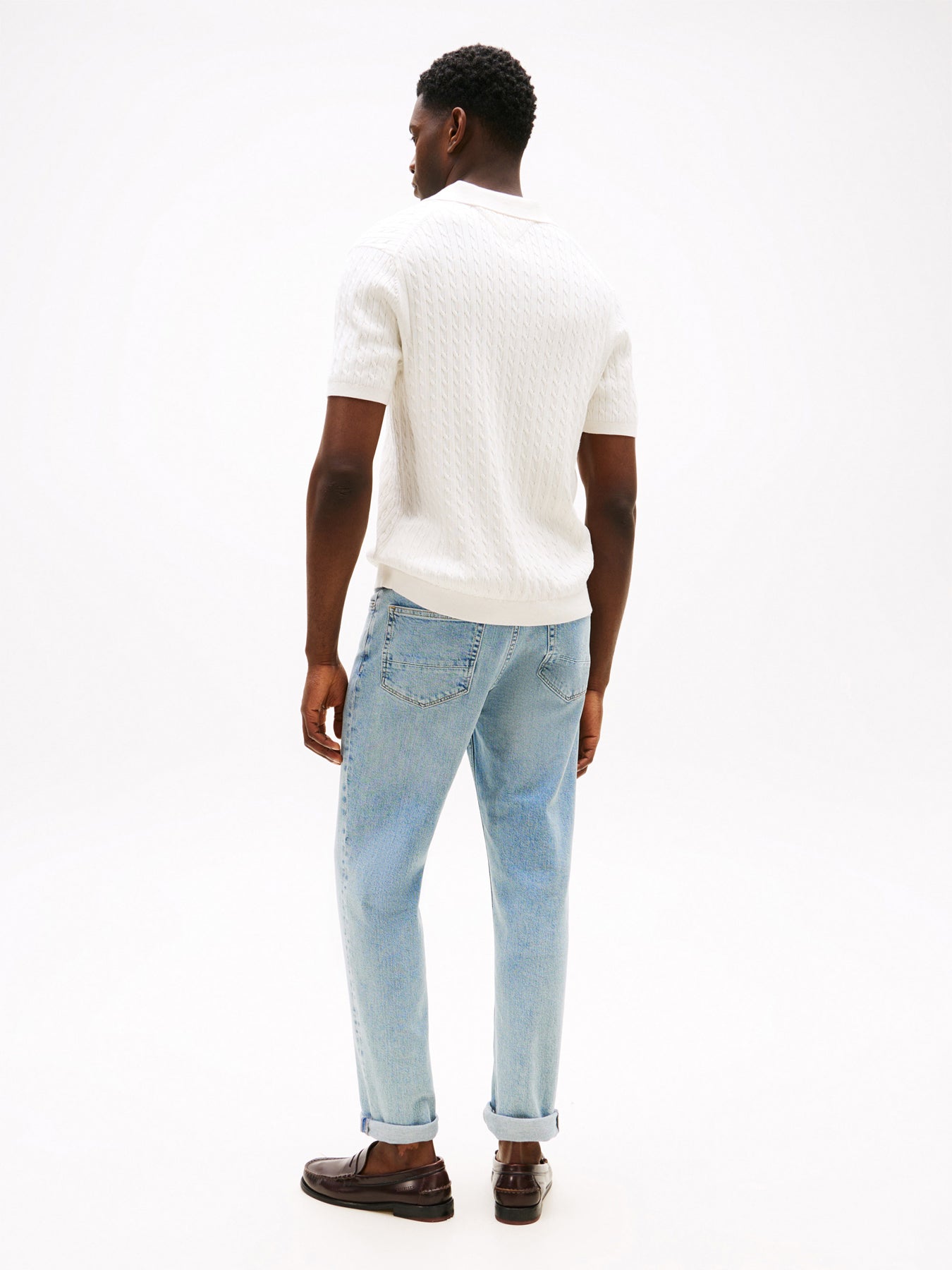 Regular Fit Cable Knit Polo Shirt