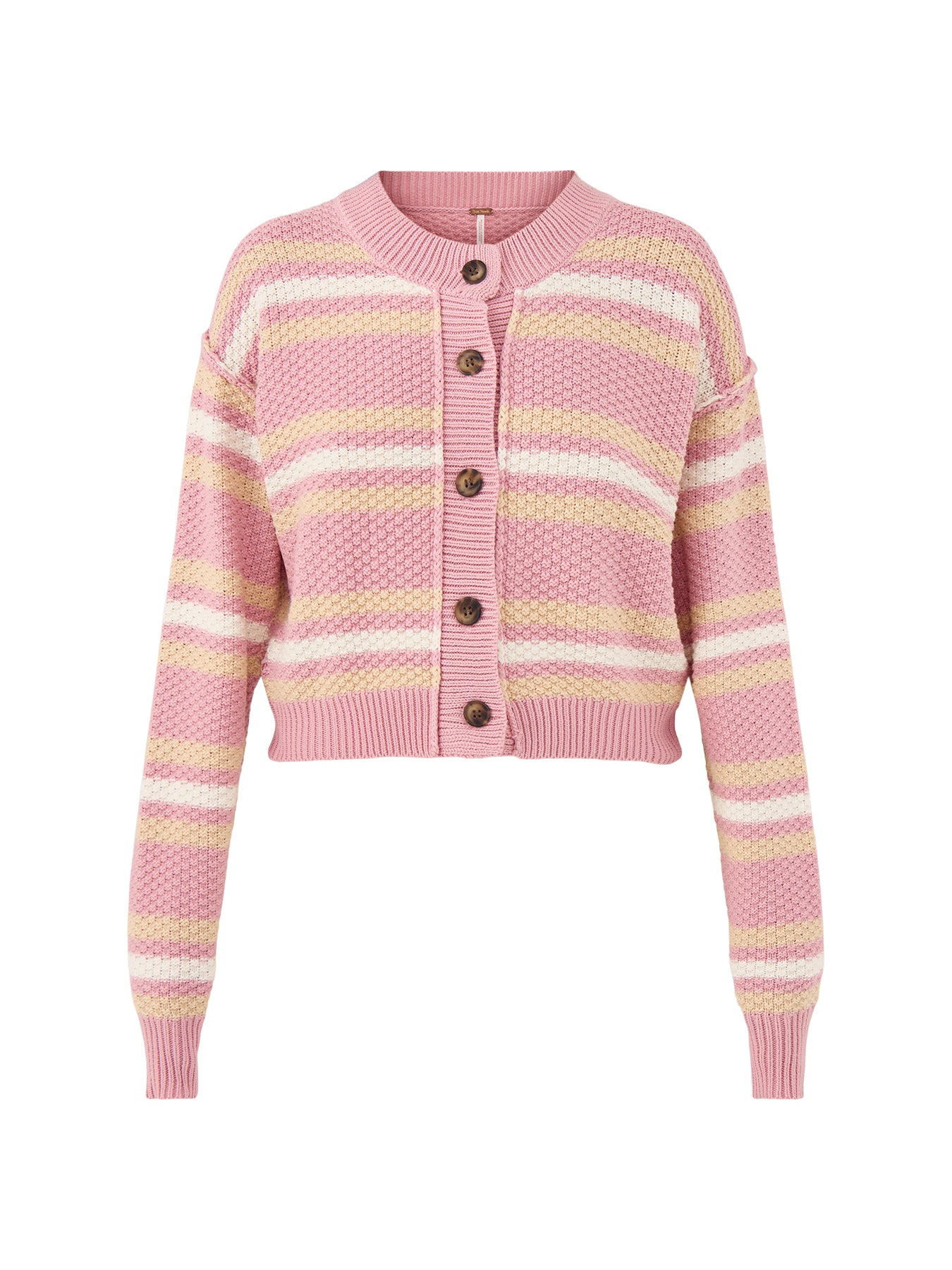 Lila Stripe Cardigan Pink Cotton