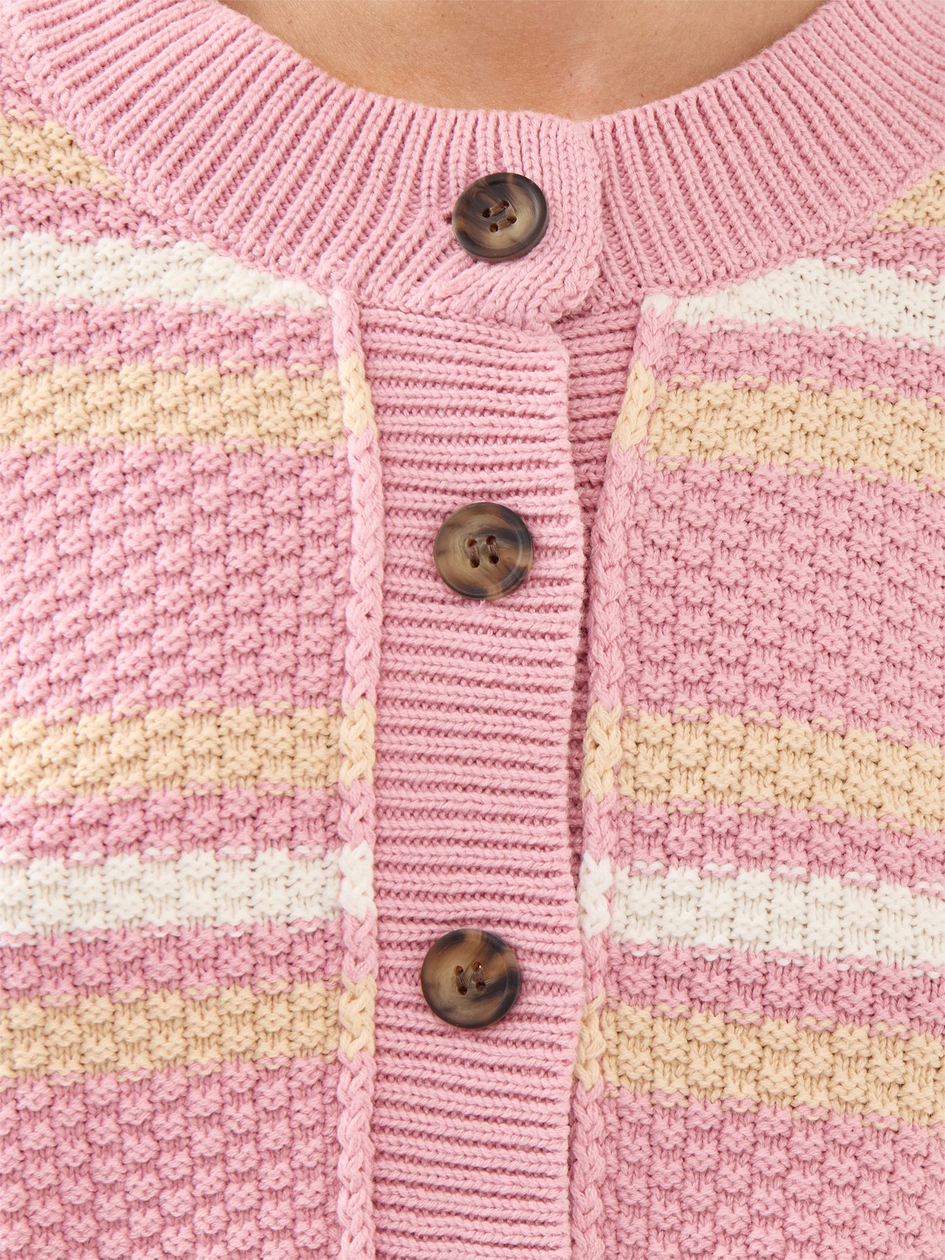 Lila Stripe Cardigan Pink Cotton