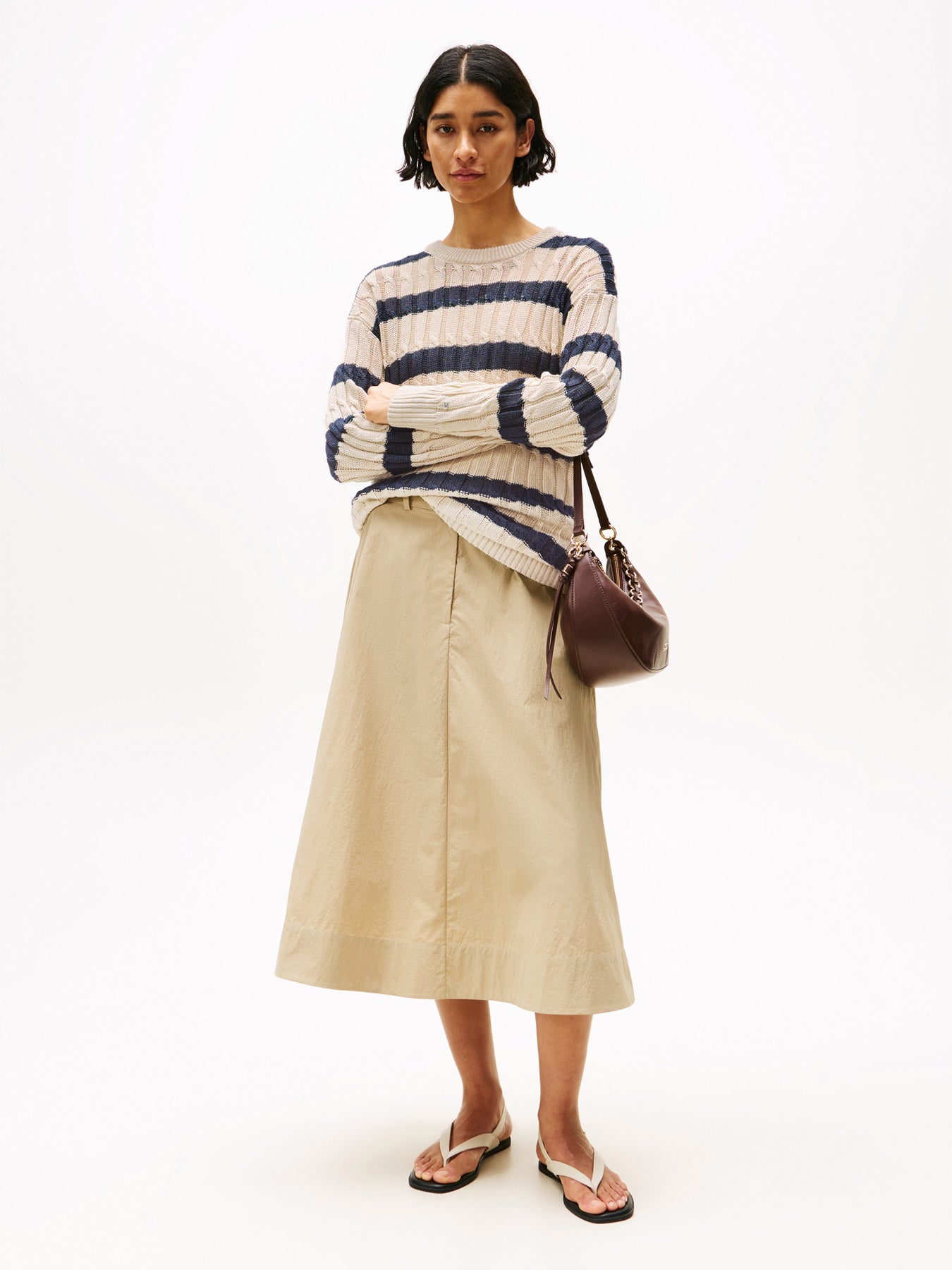 Linen Blend Cable Knit Relaxed Jumper