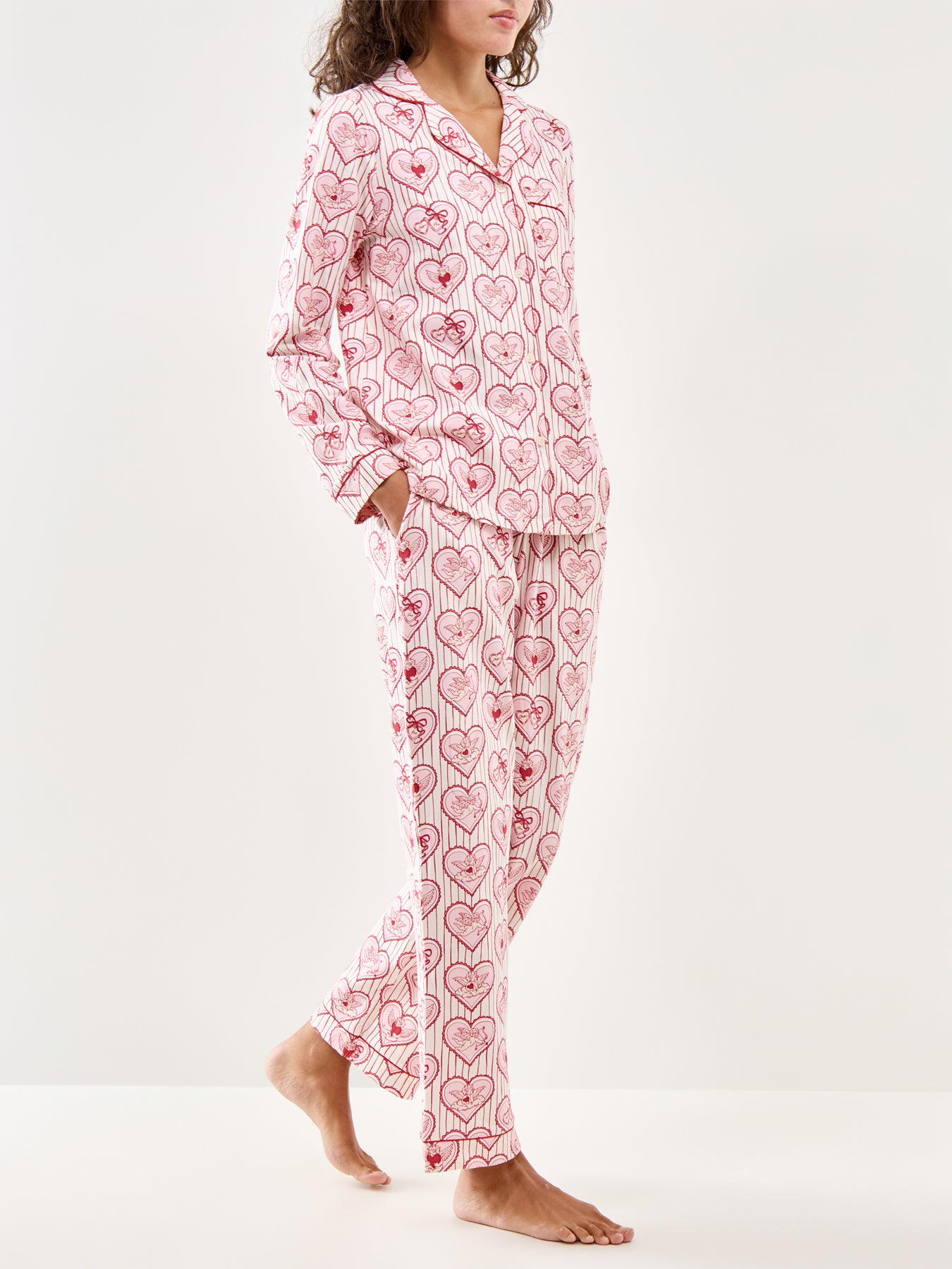 Heart Cupid Long Pyjama Set Pink