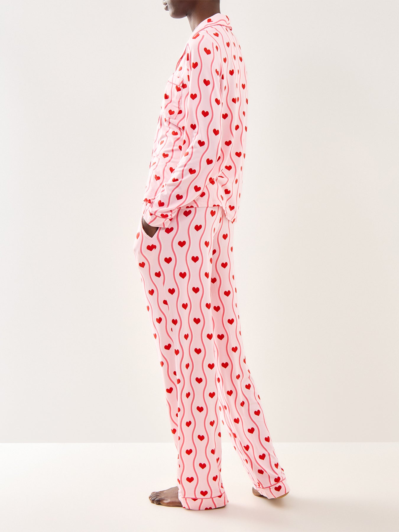 Heart Wave Long PJ Set Pink