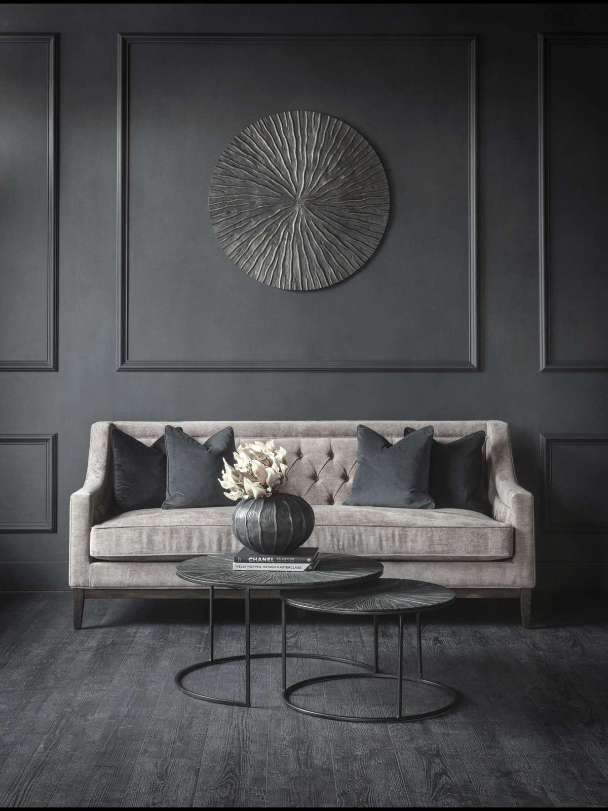 Theodore Buttoned Sofa Warm Grey 200cm