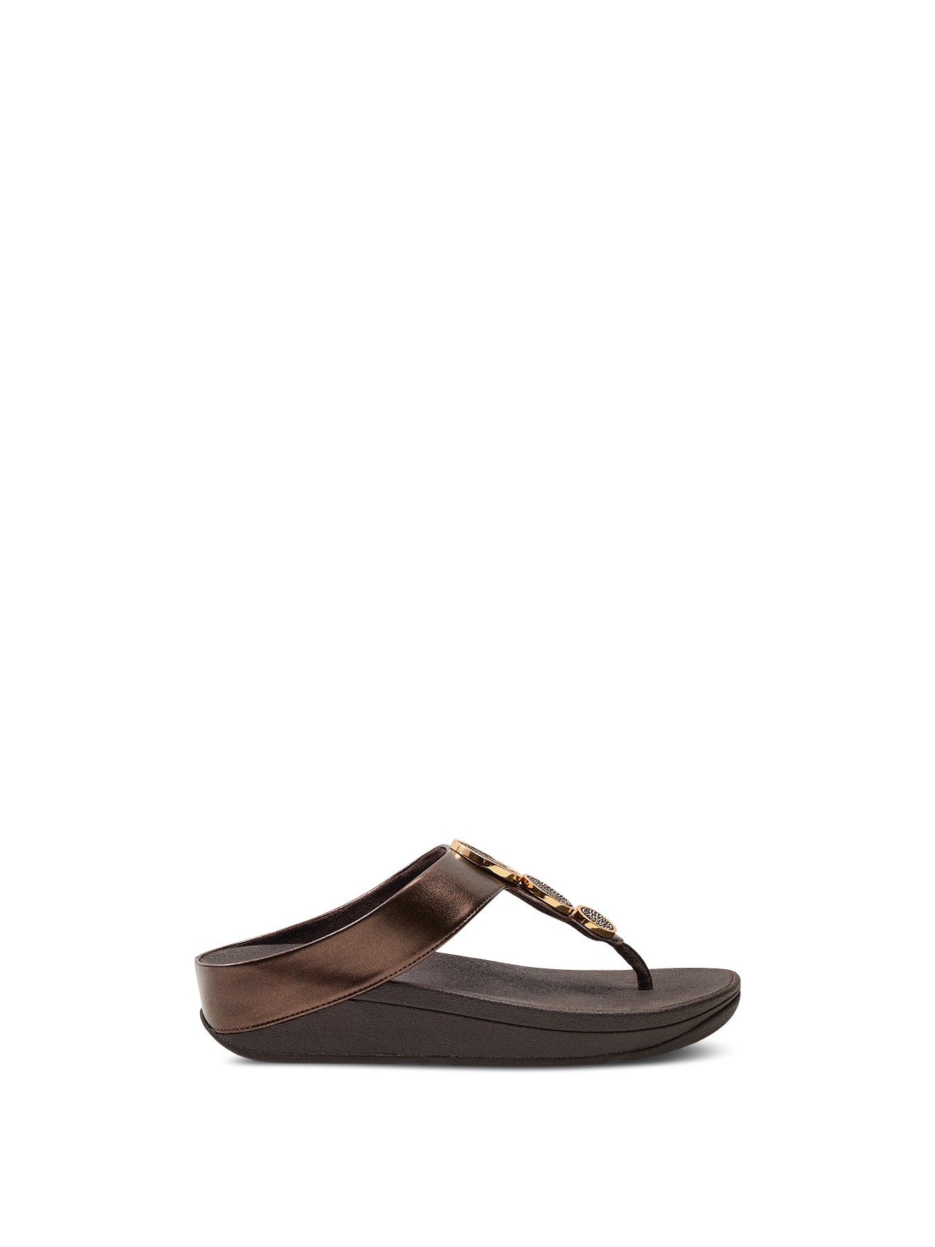 Halo Bead-Circle Metallic Toe-Post Sandals Metallic Chocolate Brown