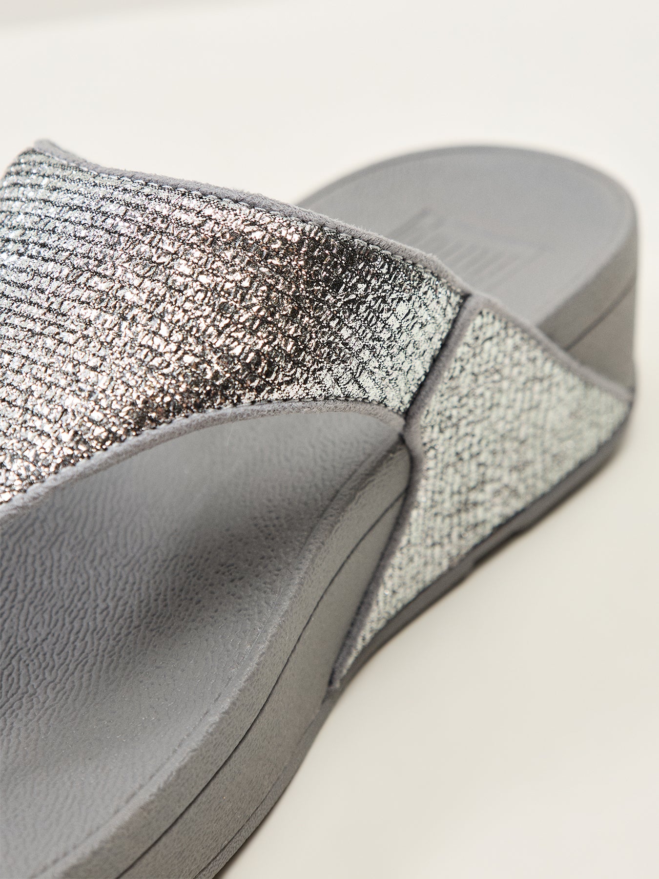 Lulu Crinkled-Shimmer Toe-Post Sandals