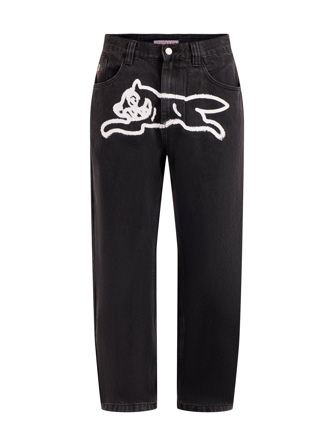 Spray Paint Running Dog Denim Pant Black
